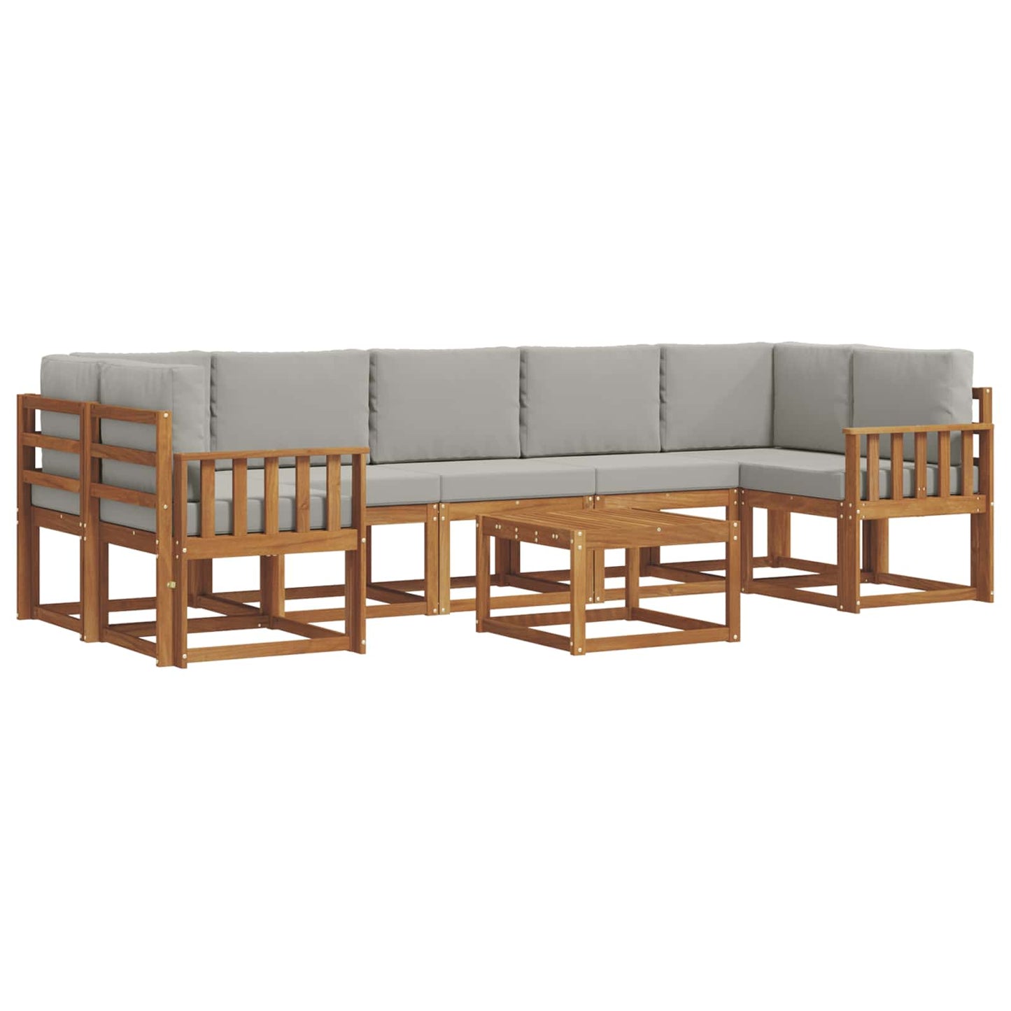 Outdoor-Sofagarnitur mit Kissen 8 pcs Natürlich und Hellgrau