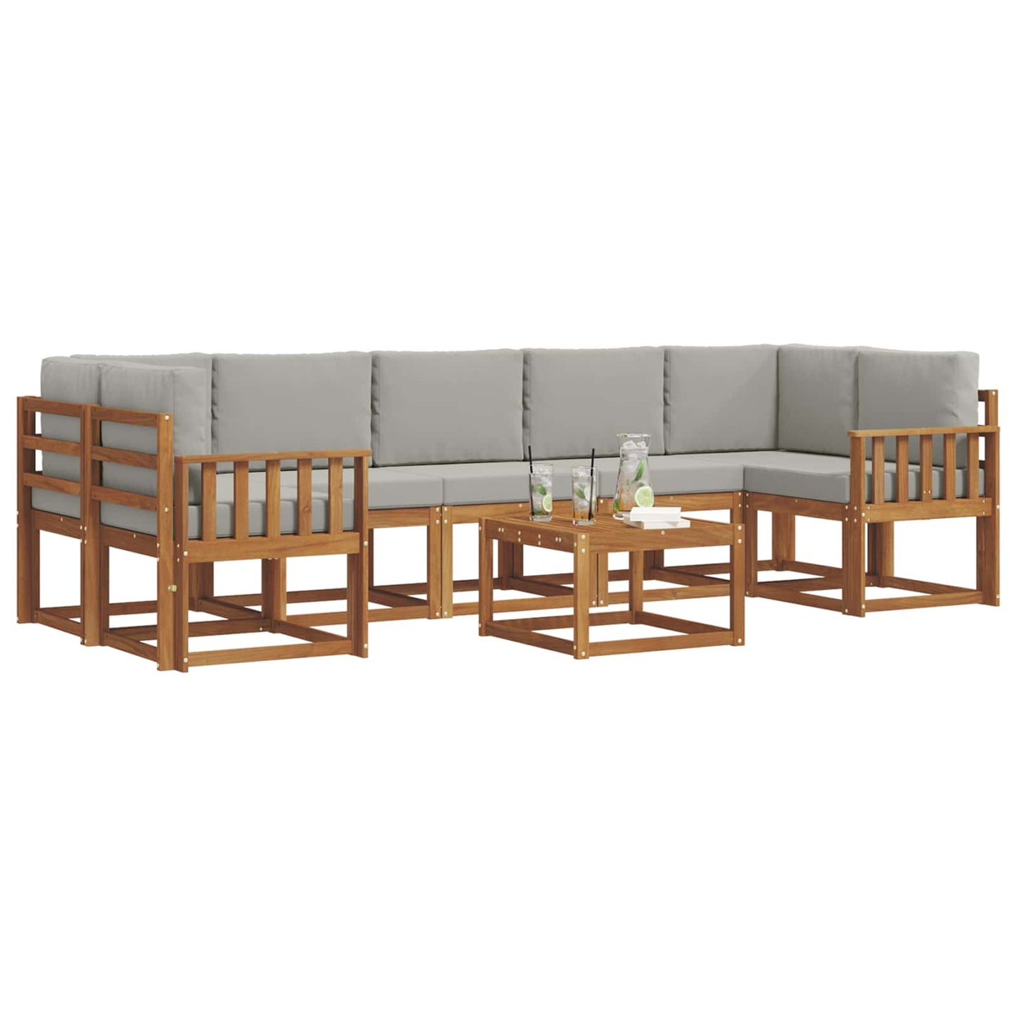 Outdoor-Sofagarnitur mit Kissen 8 pcs Natürlich und Hellgrau