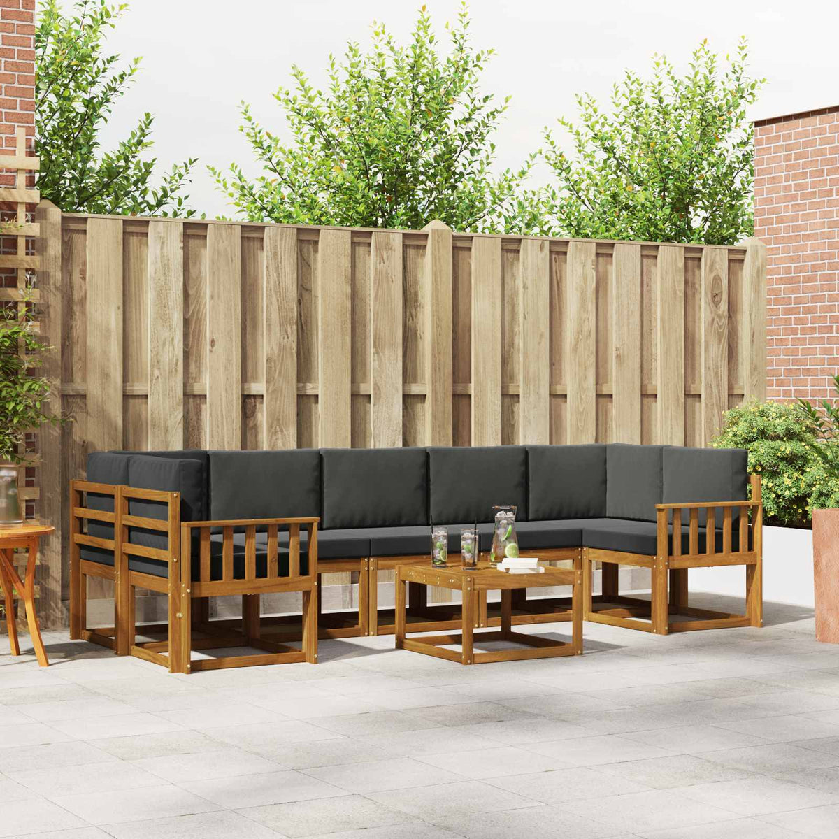 Outdoor-Sofagarnitur 8 stk. Natur und Anthrazit