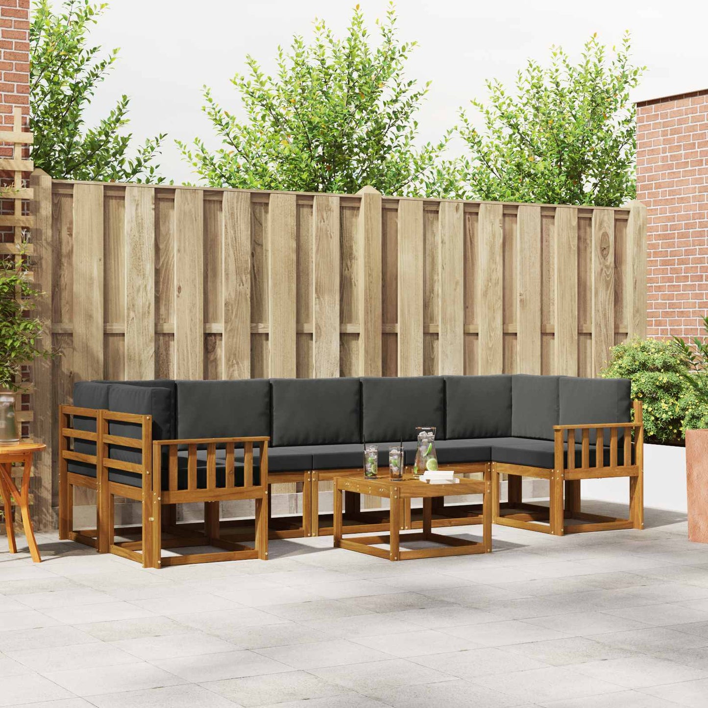 Outdoor-Sofagarnitur 8 stk. Natur und Anthrazit