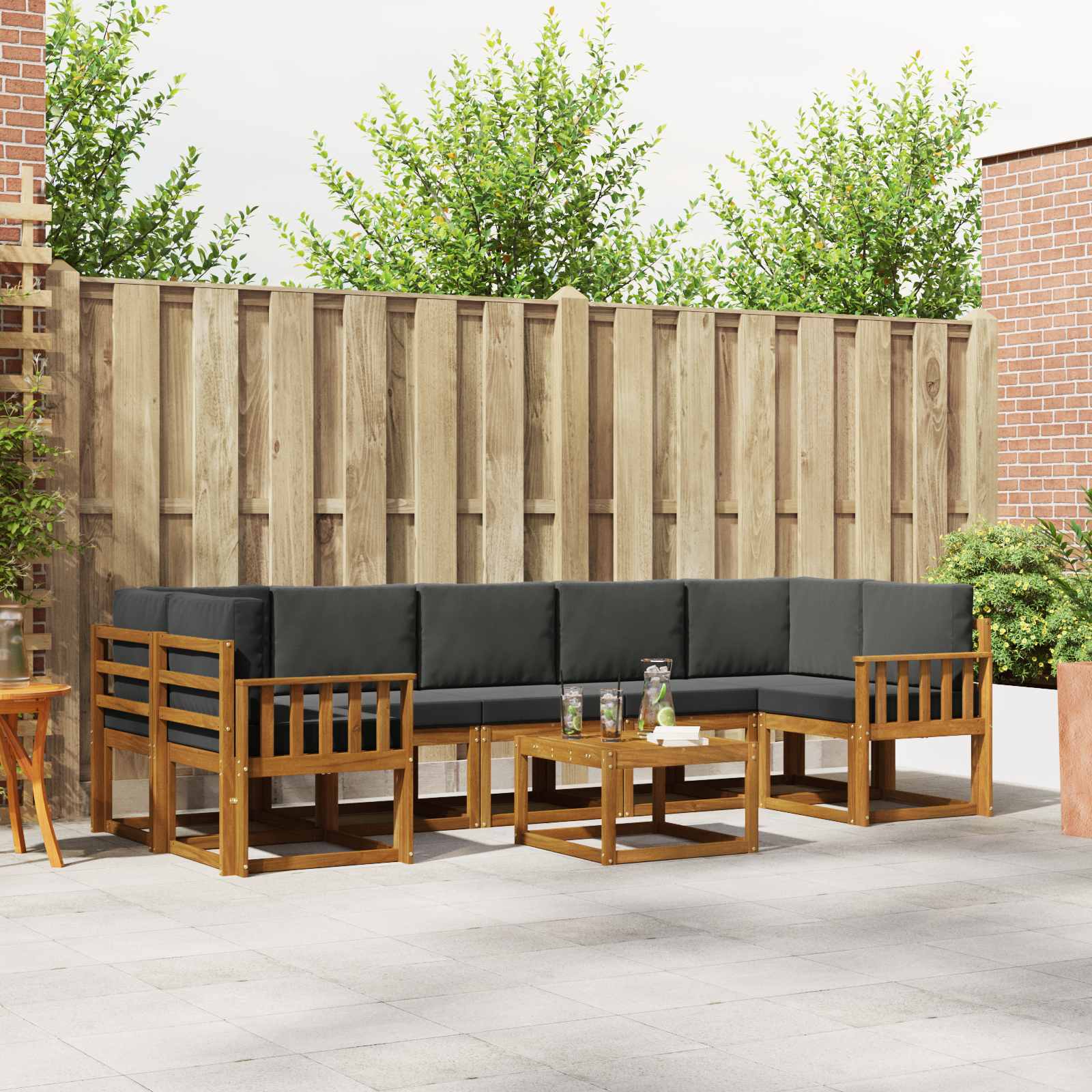 Outdoor-Sofagarnitur 8 stk. Natur und Anthrazit