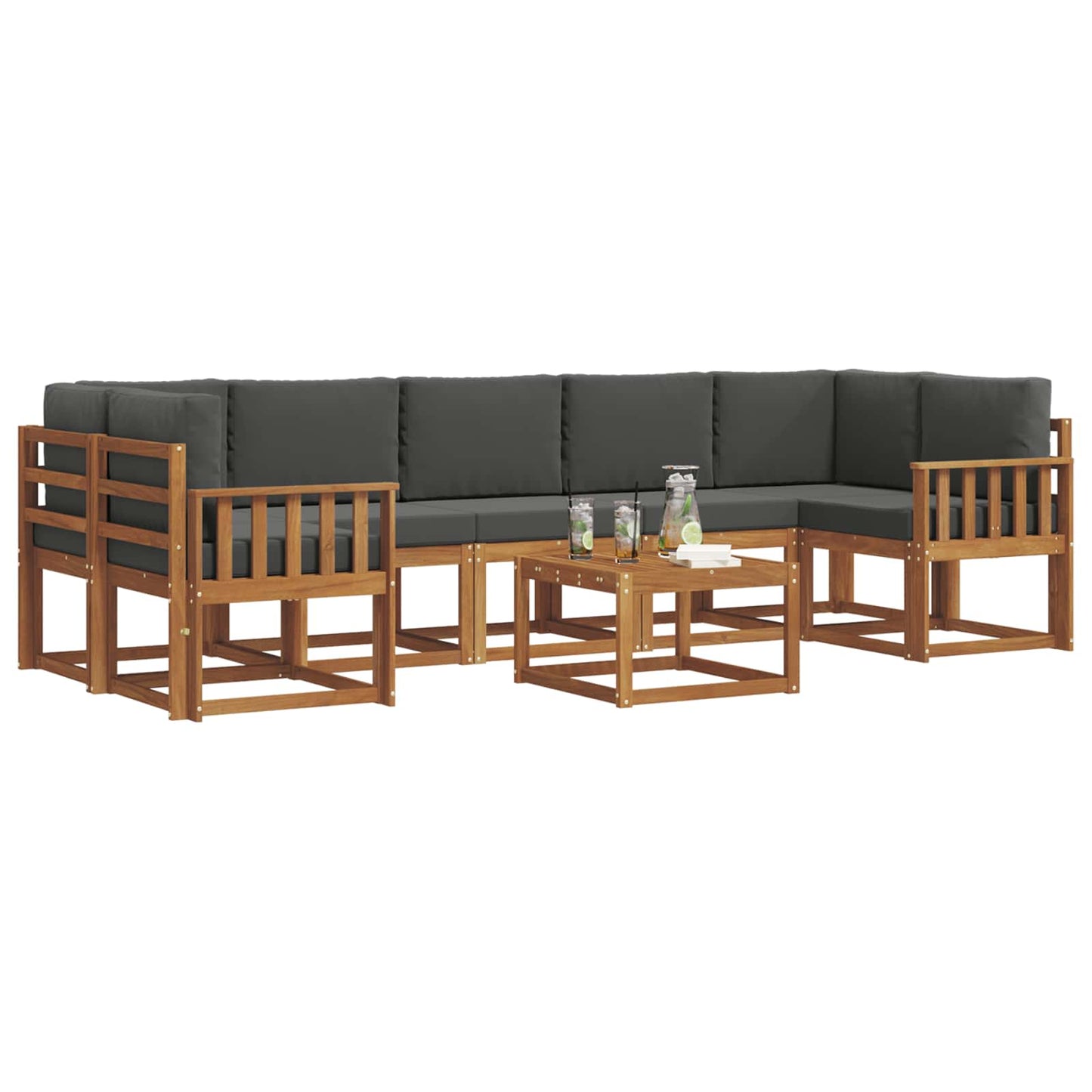 Outdoor-Sofagarnitur 8 stk. Natur und Anthrazit