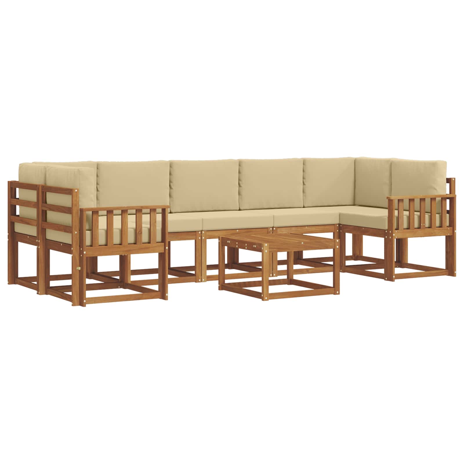 Outdoor-Sofagarnitur mit Kissen 8 pcs Natur und Beige