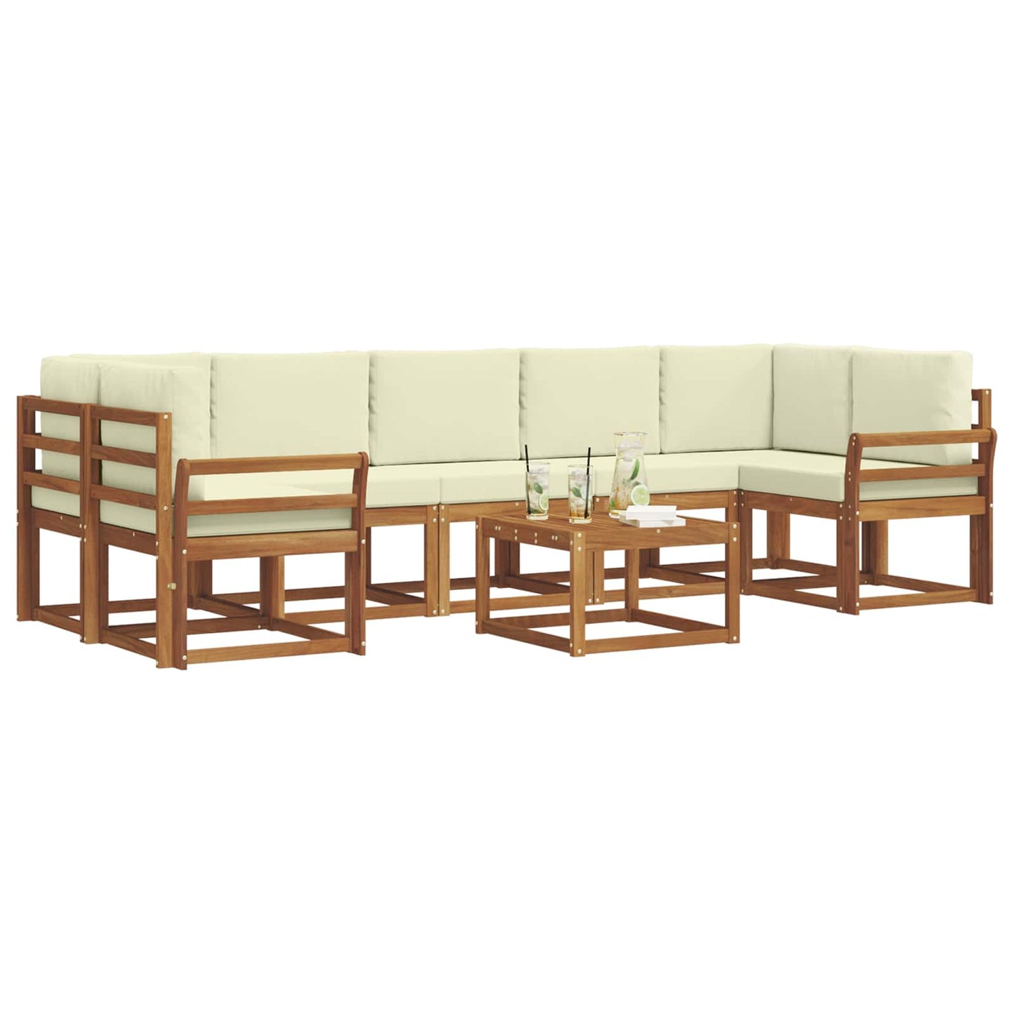 Outdoor-Sofagarnitur 8 stk. Natur und Creme