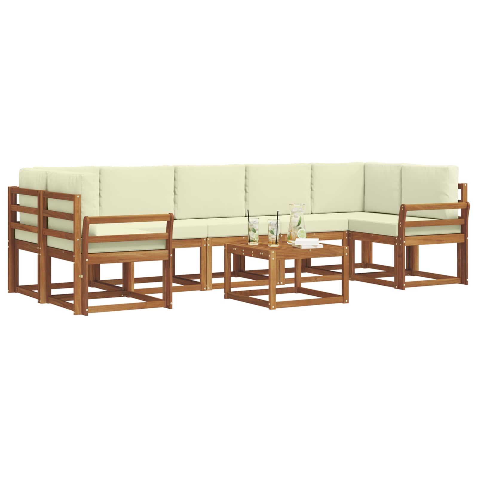Outdoor-Sofagarnitur 8 stk. Natur und Creme