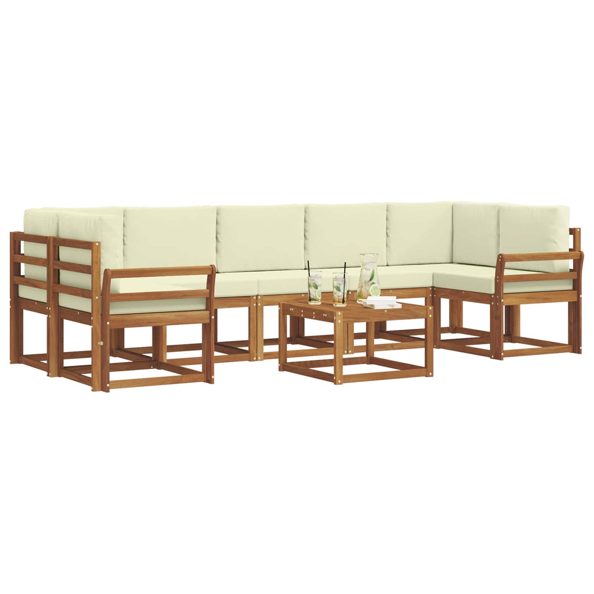 Outdoor-Sofagarnitur 8 stk. Natur und Creme