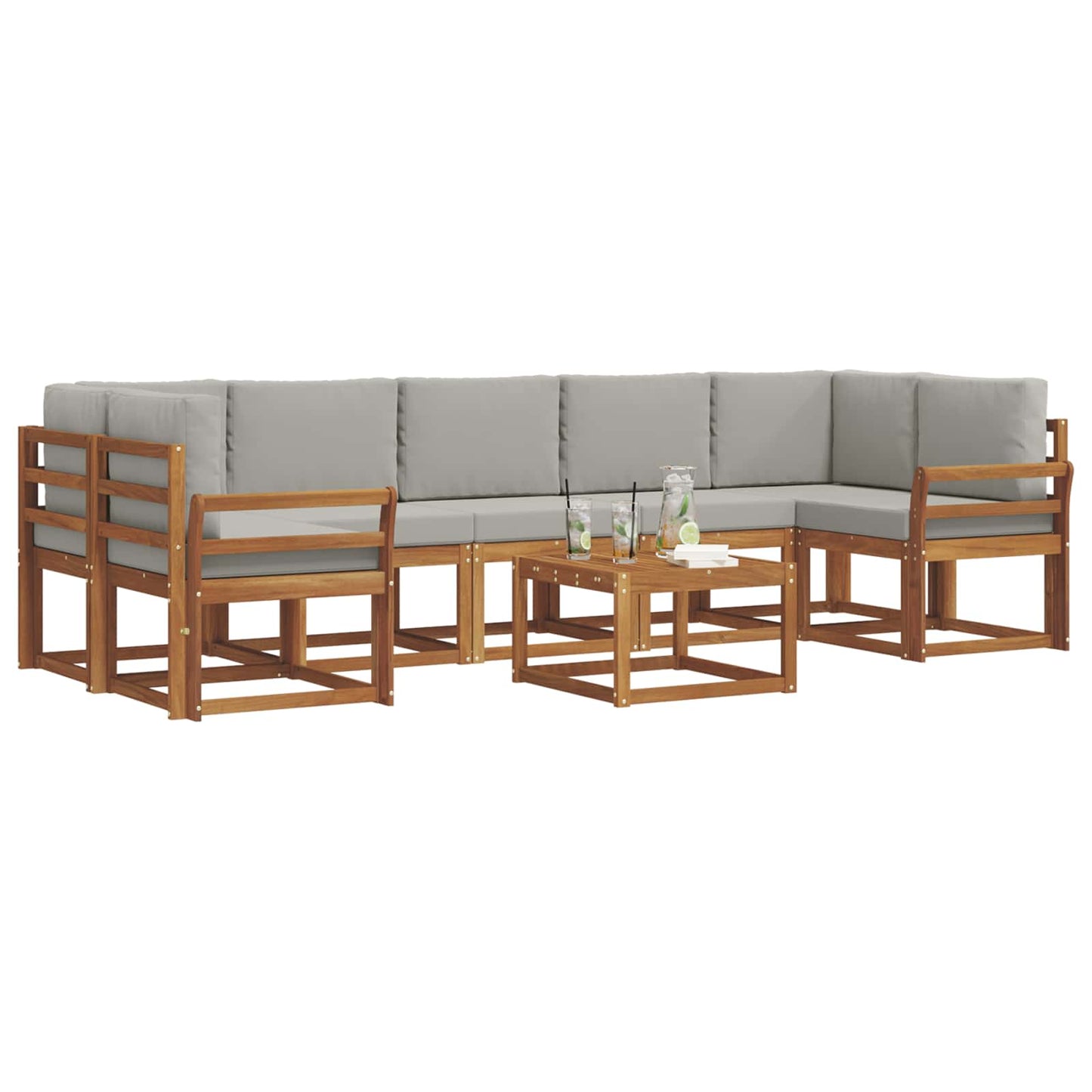Outdoor-Sofagarnitur mit Kissen 8 pcs Natürlich und Hellgrau