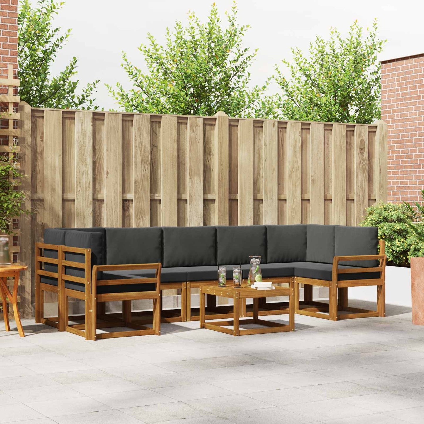 Outdoor-Sofagarnitur 8 stk. Natur und Anthrazit