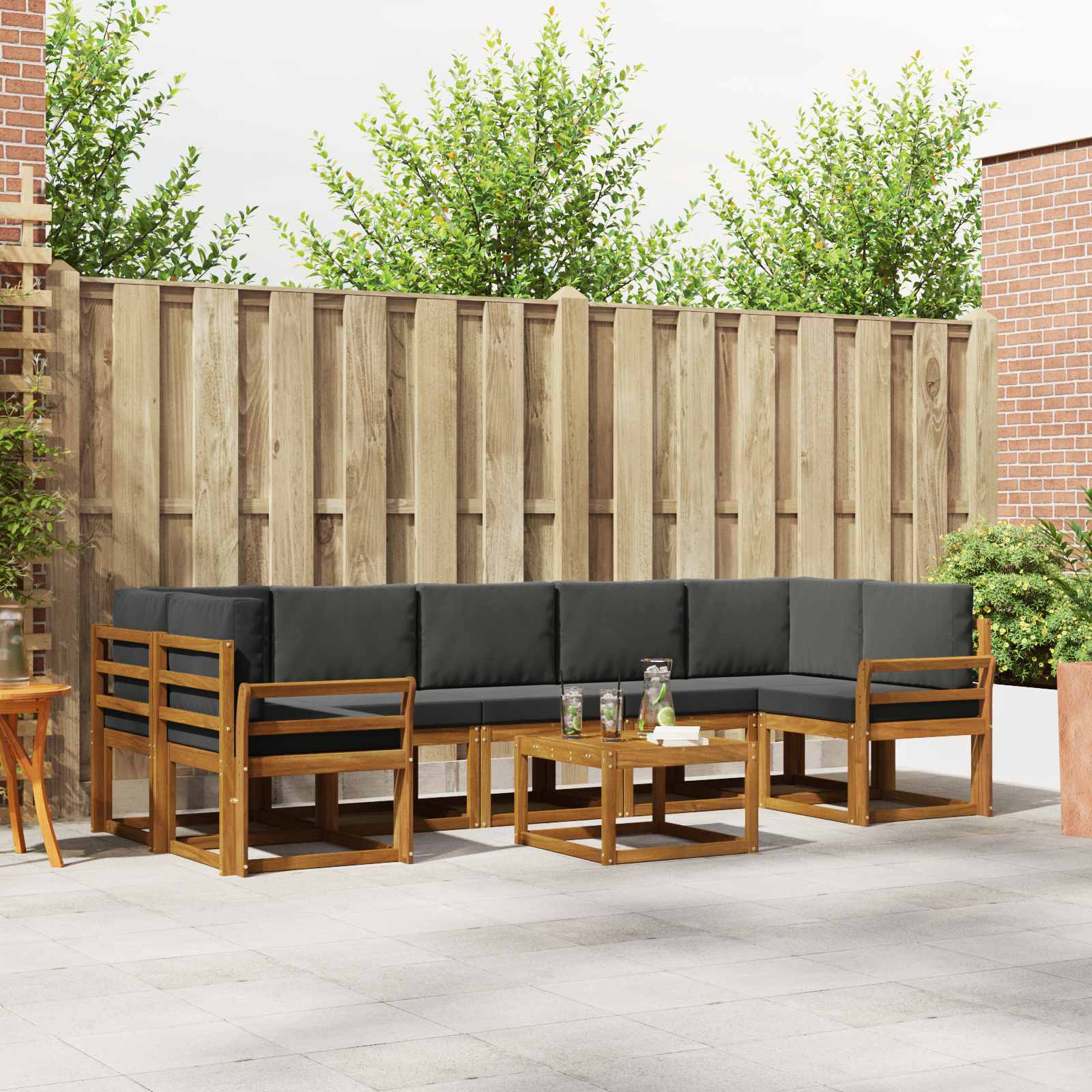Outdoor-Sofagarnitur 8 stk. Natur und Anthrazit