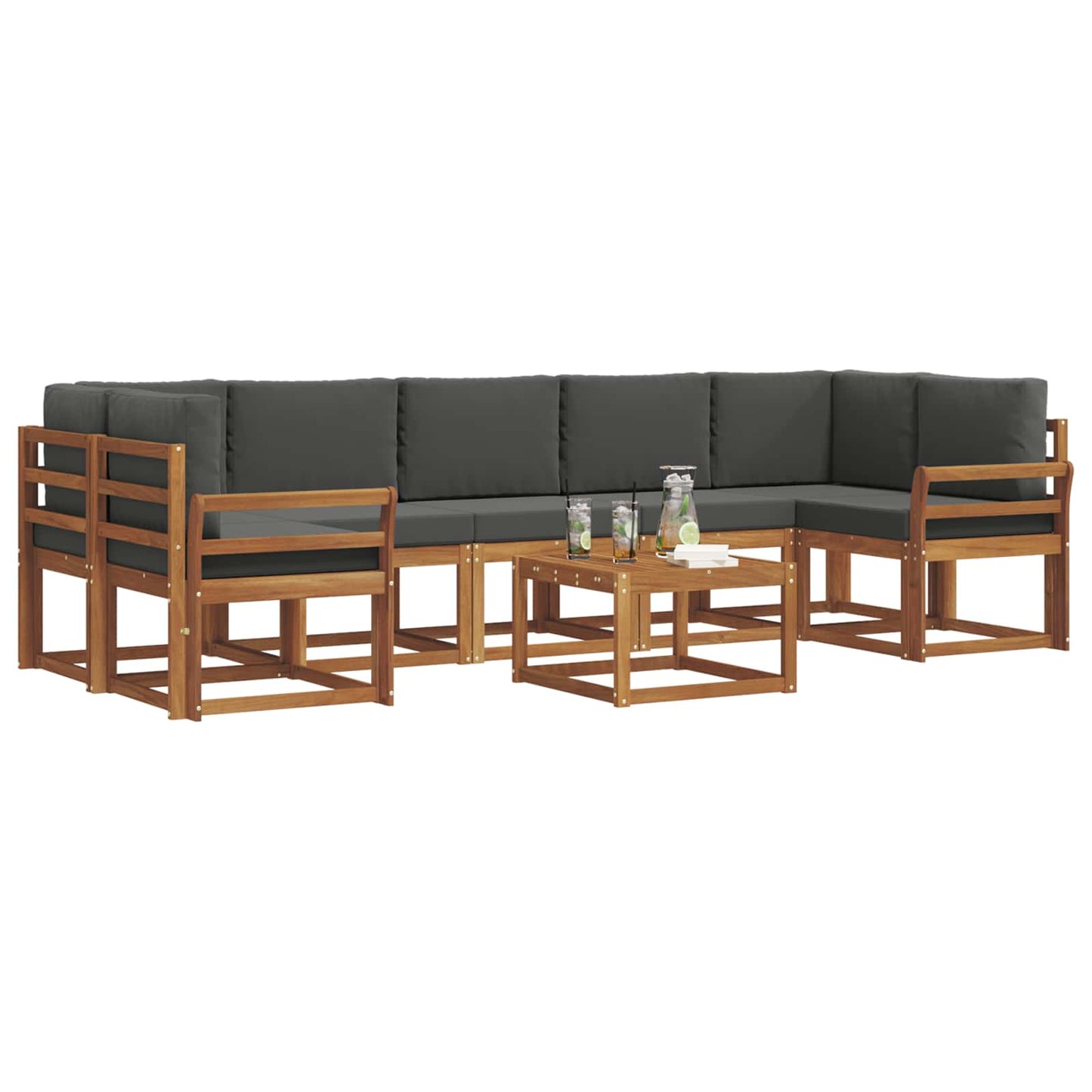 Outdoor-Sofagarnitur 8 stk. Natur und Anthrazit
