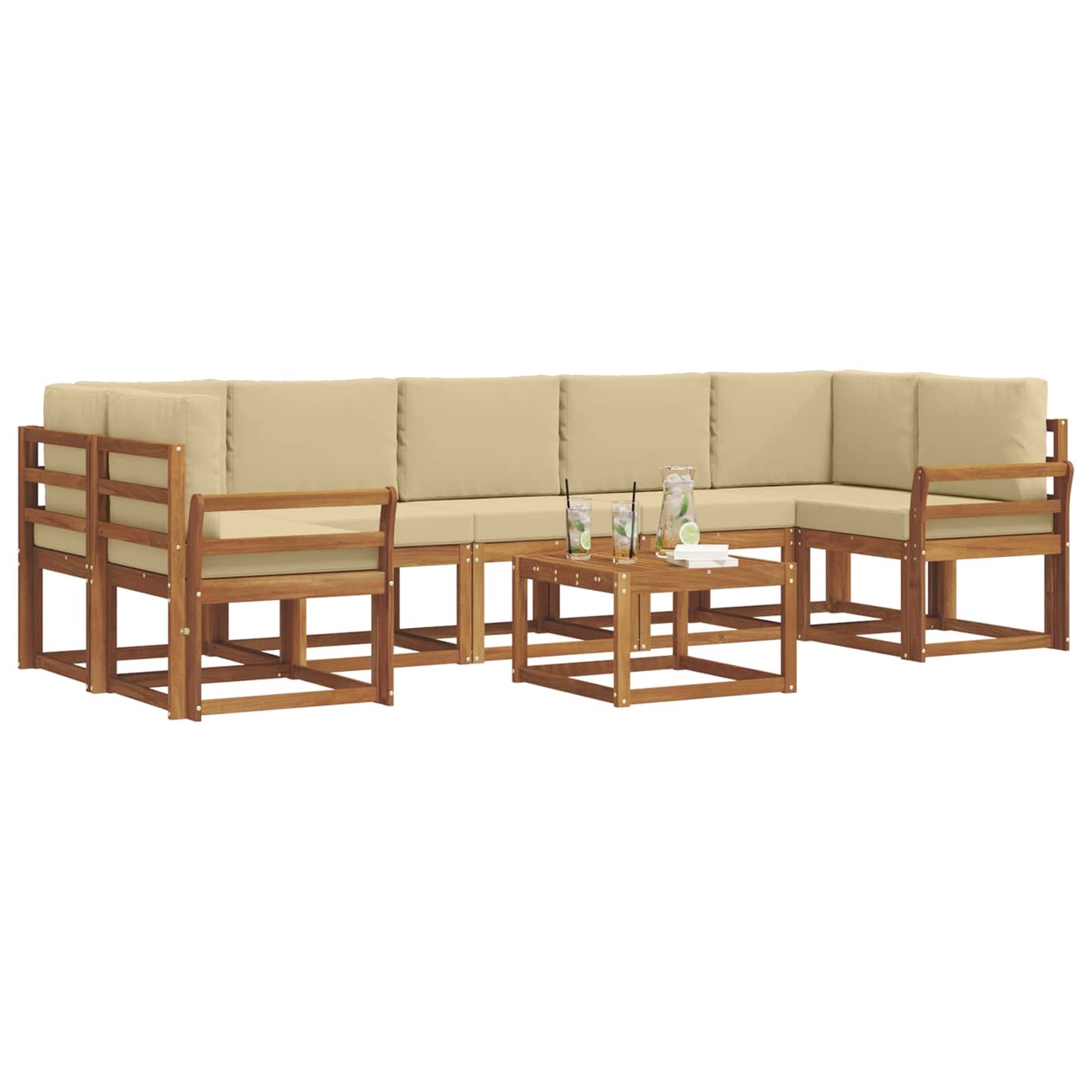 Outdoor-Sofagarnitur mit Kissen 8 pcs Natur und Beige