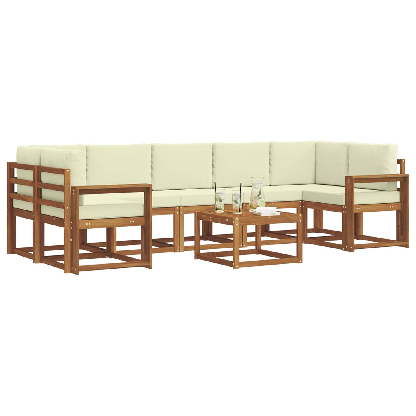 Outdoor-Sofagarnitur 8 stk. Natur und Creme