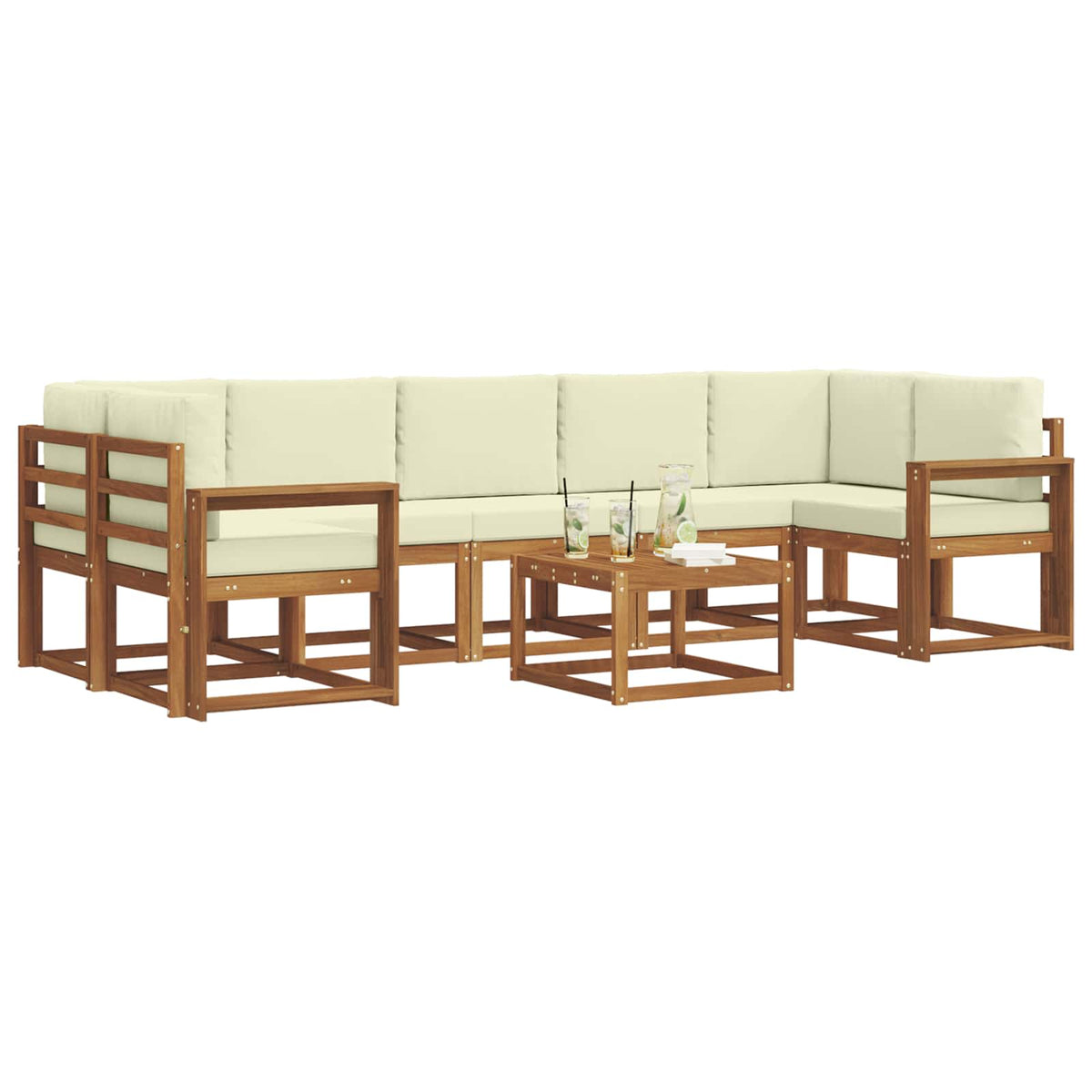 Outdoor-Sofagarnitur 8 stk. Natur und Creme