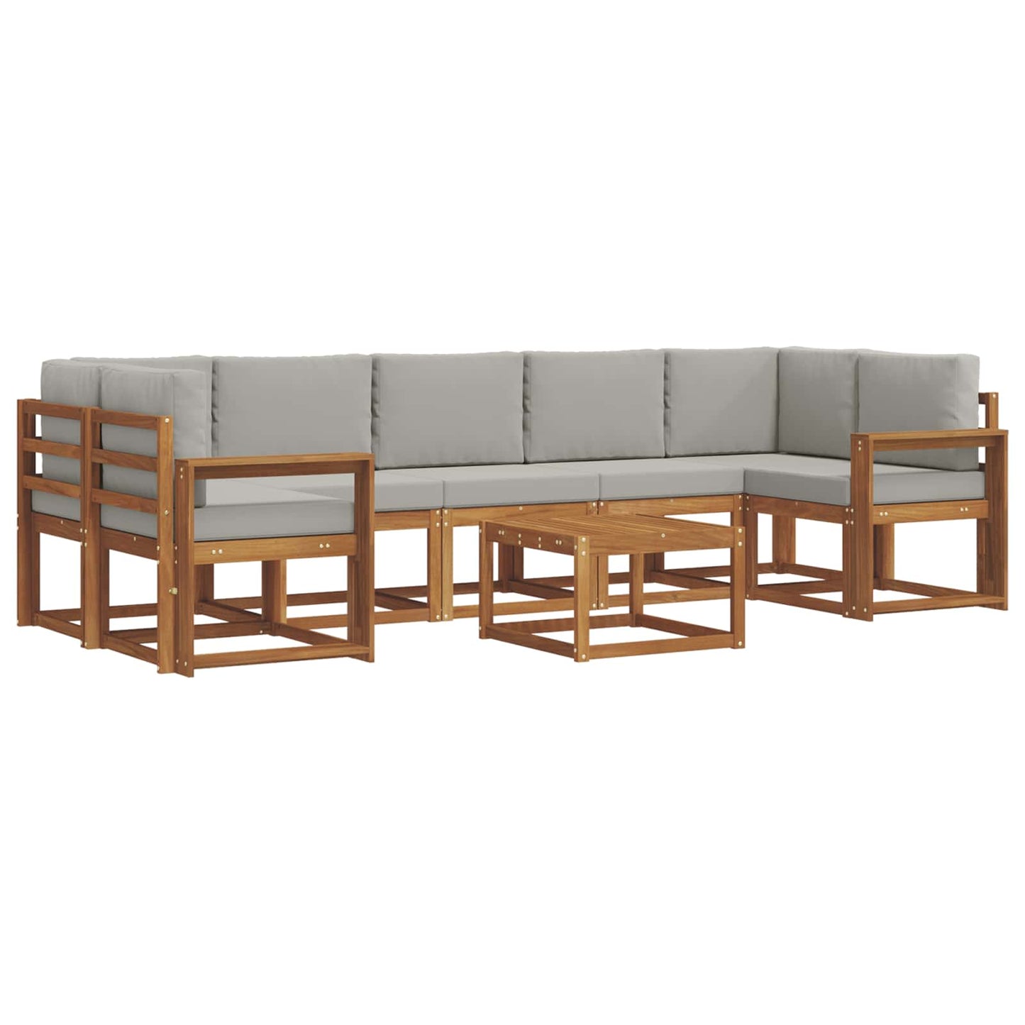 Outdoor-Sofagarnitur mit Kissen 8 pcs Natürlich und Hellgrau