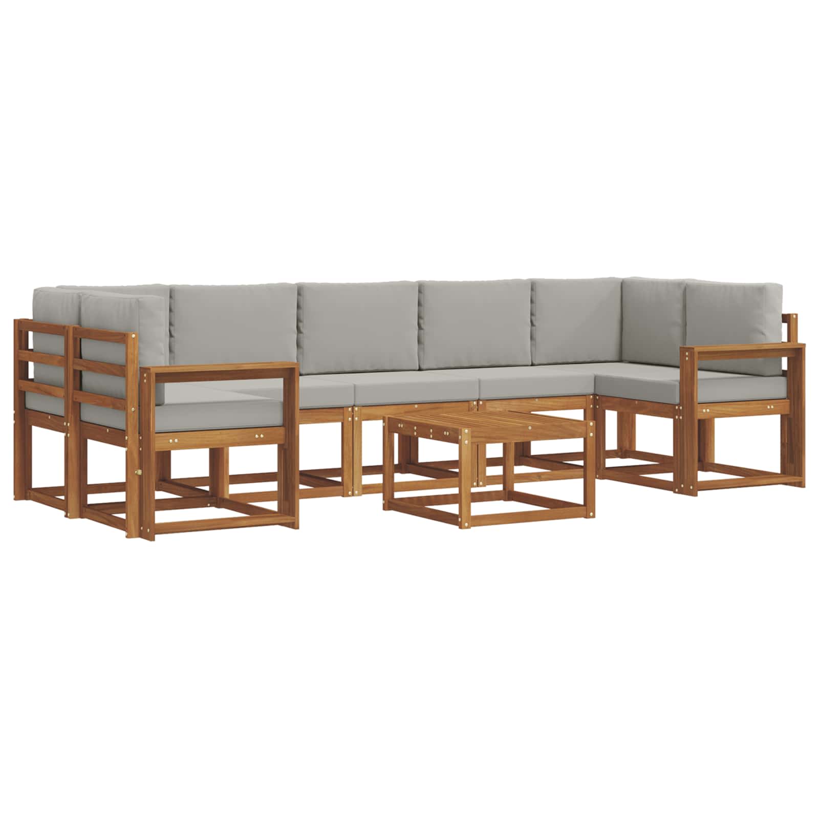 Outdoor-Sofagarnitur mit Kissen 8 pcs Natürlich und Hellgrau