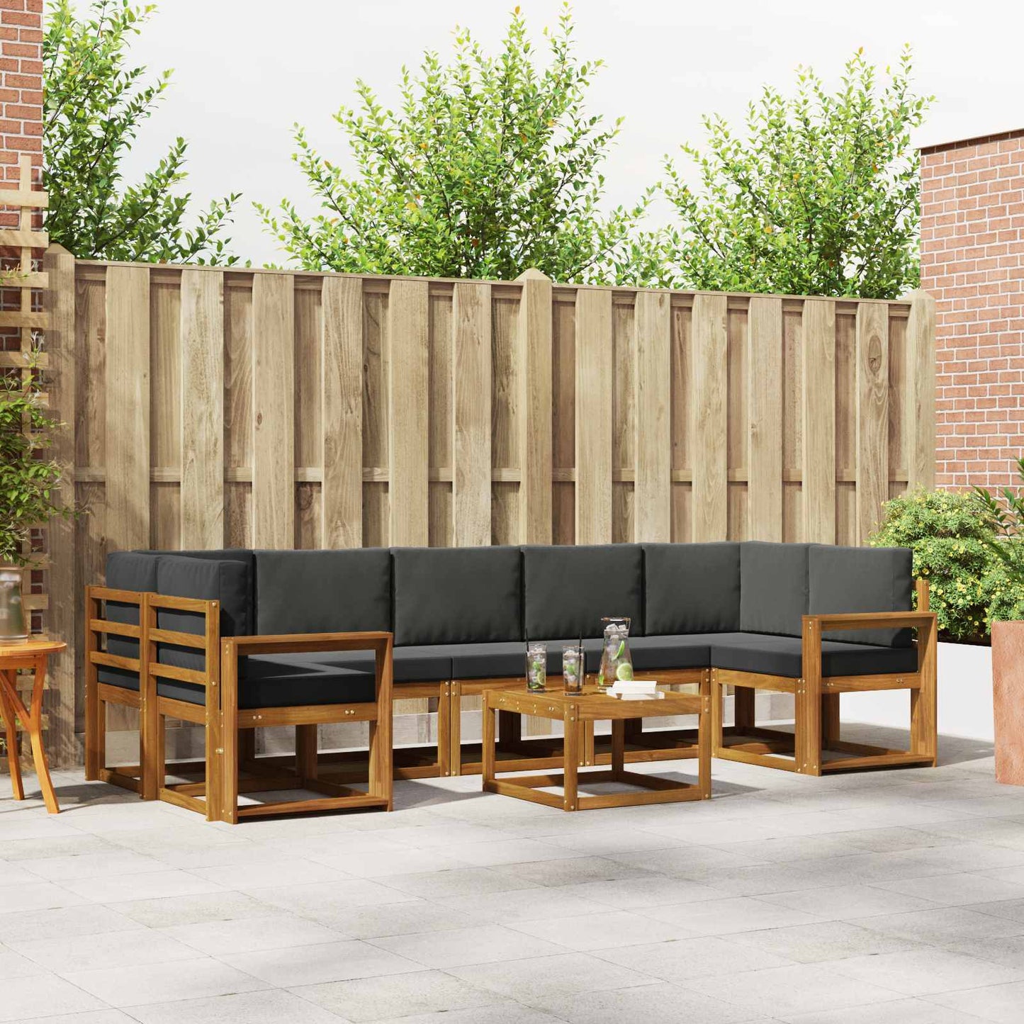 Outdoor-Sofagarnitur 8 stk. Natur und Anthrazit
