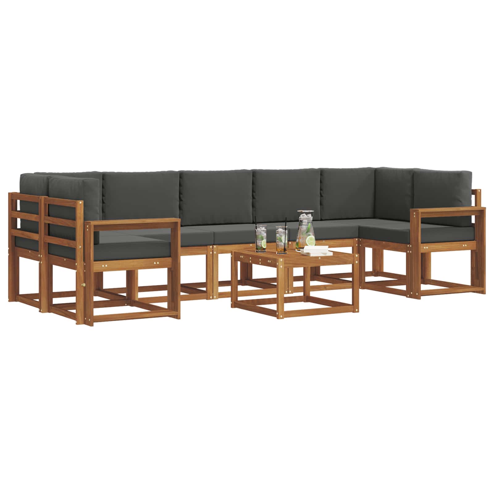 Outdoor-Sofagarnitur 8 stk. Natur und Anthrazit