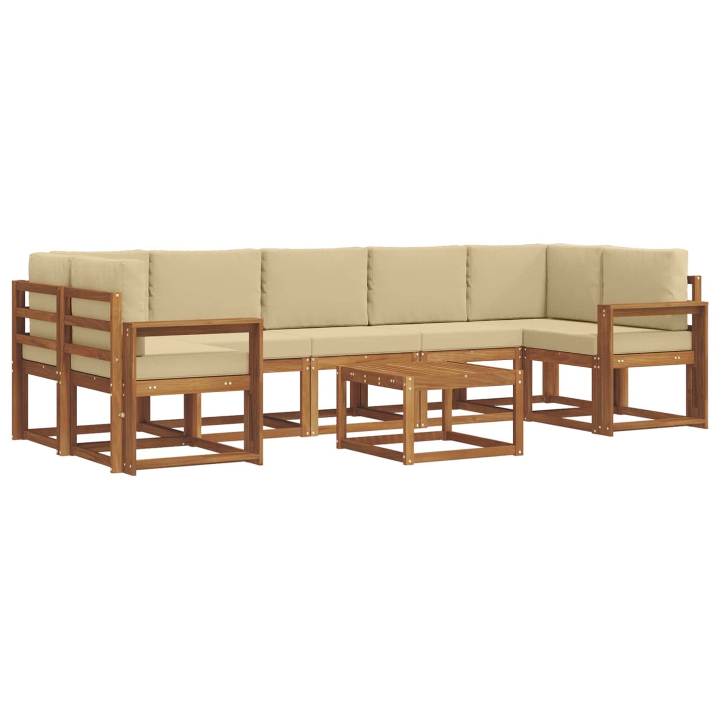 Outdoor-Sofagarnitur mit Kissen 8 pcs Natur und Beige