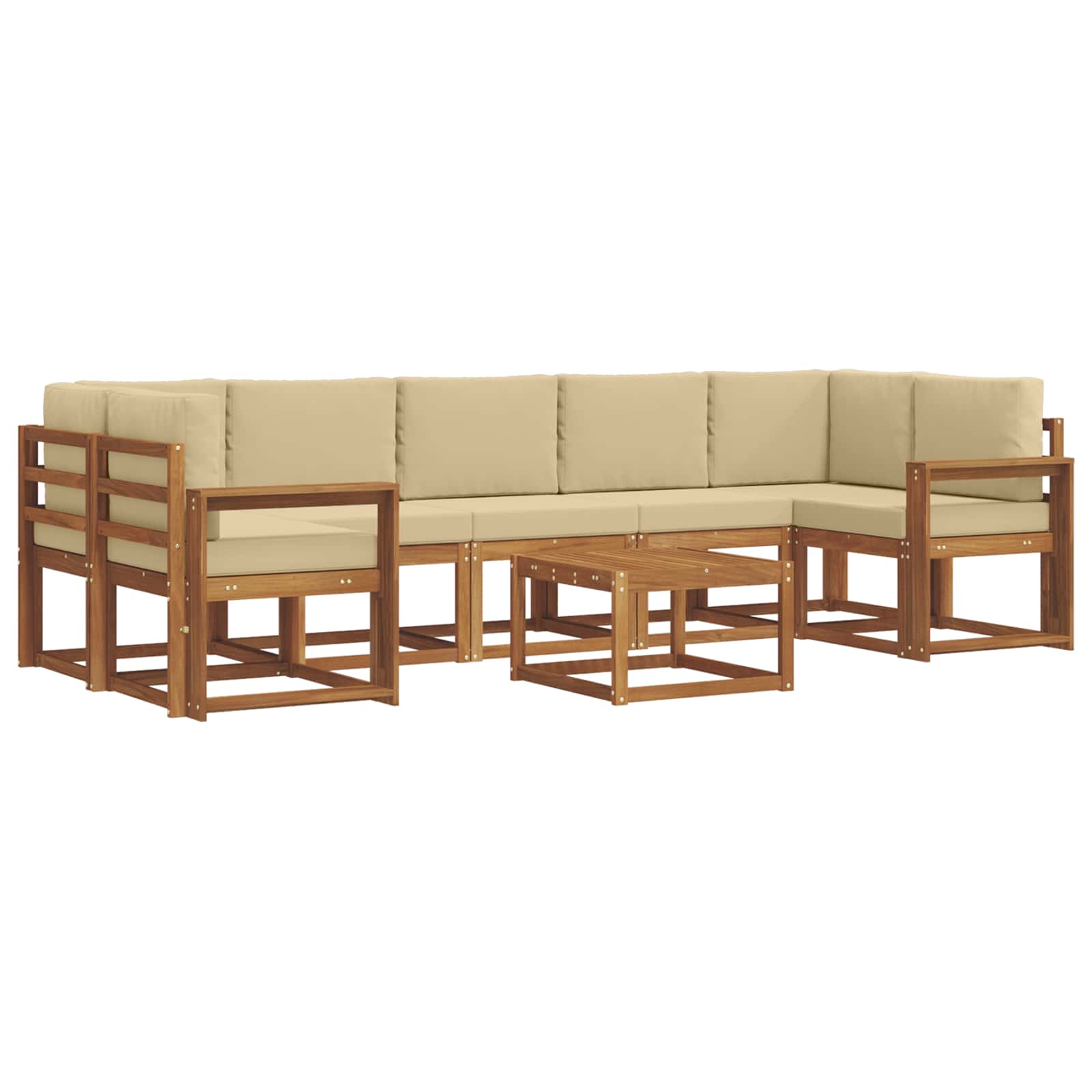 Outdoor-Sofagarnitur mit Kissen 8 pcs Natur und Beige