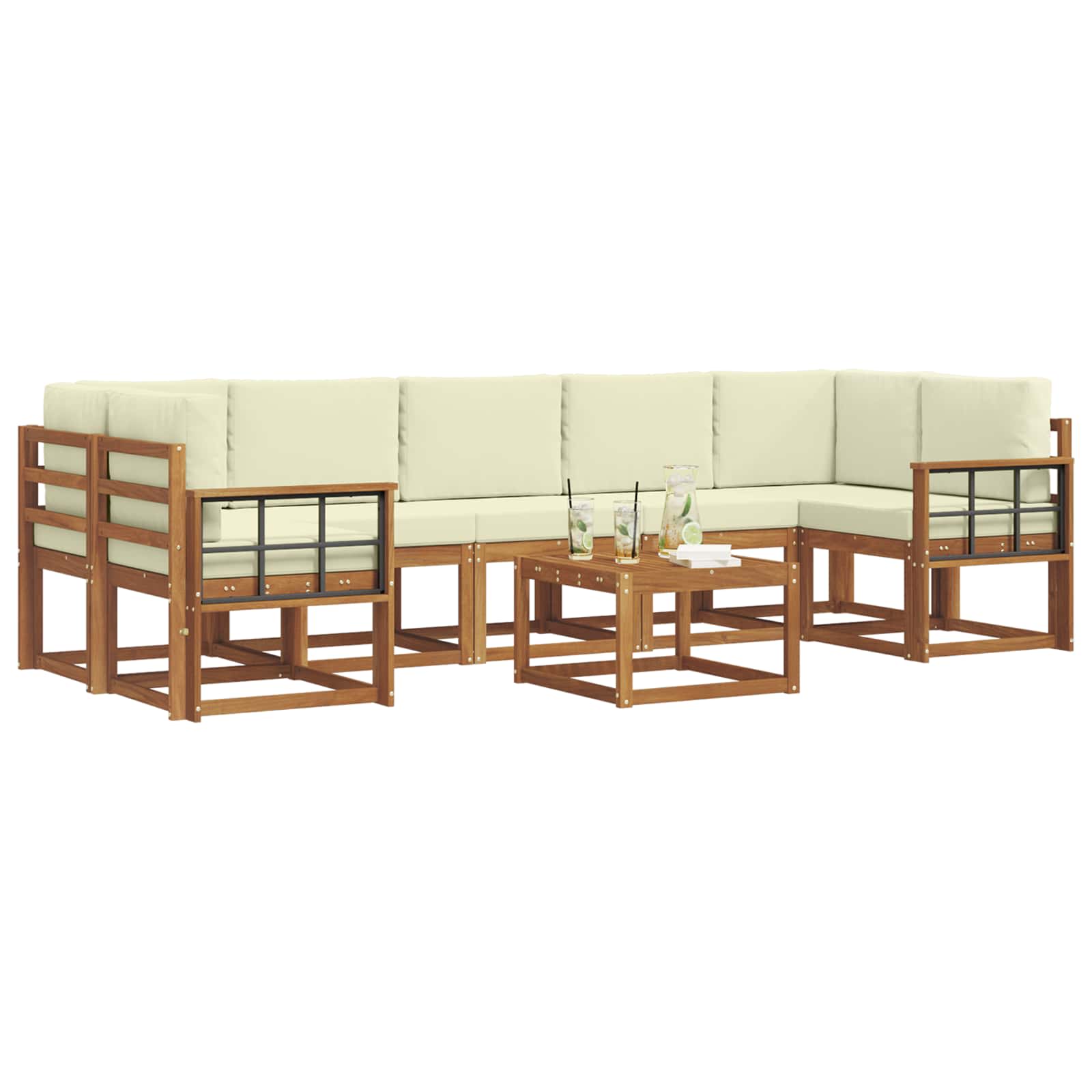 Outdoor-Sofagarnitur 8 stk. Natur und Creme