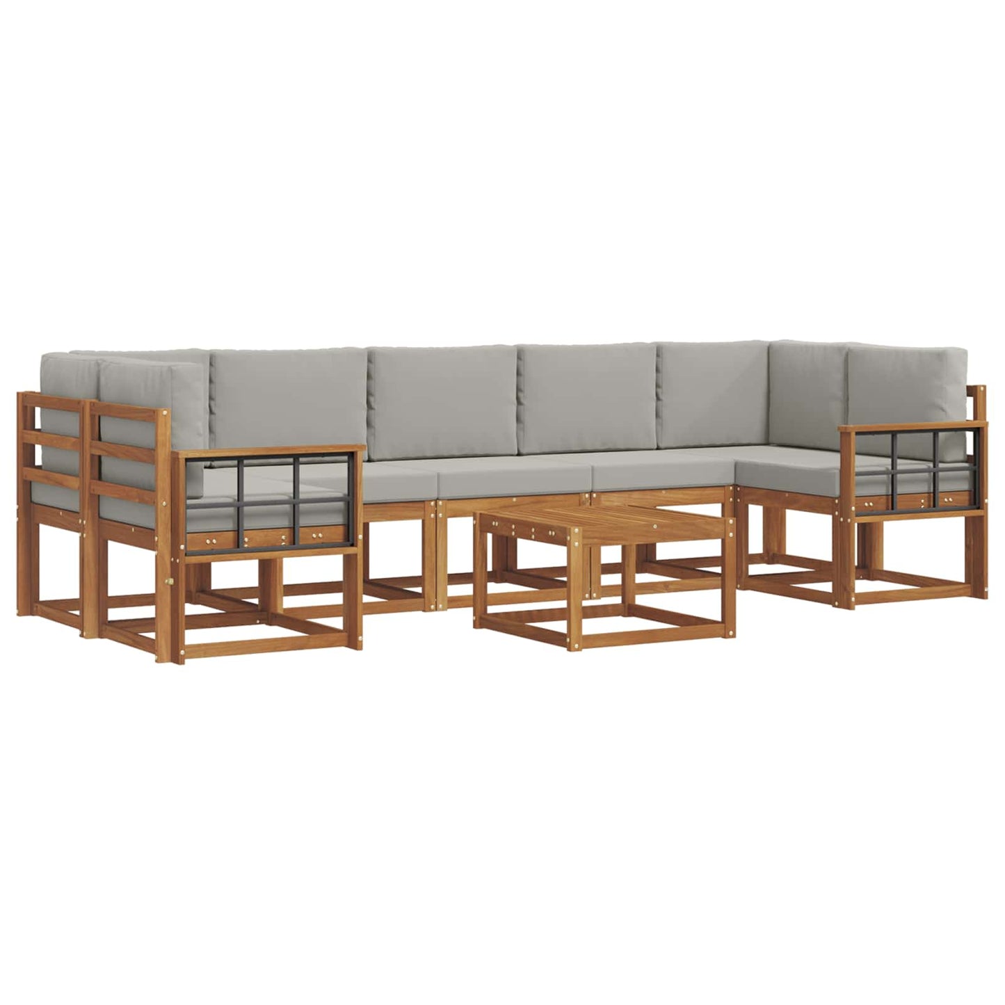 Outdoor-Sofagarnitur mit Kissen 8 pcs Natürlich und Hellgrau