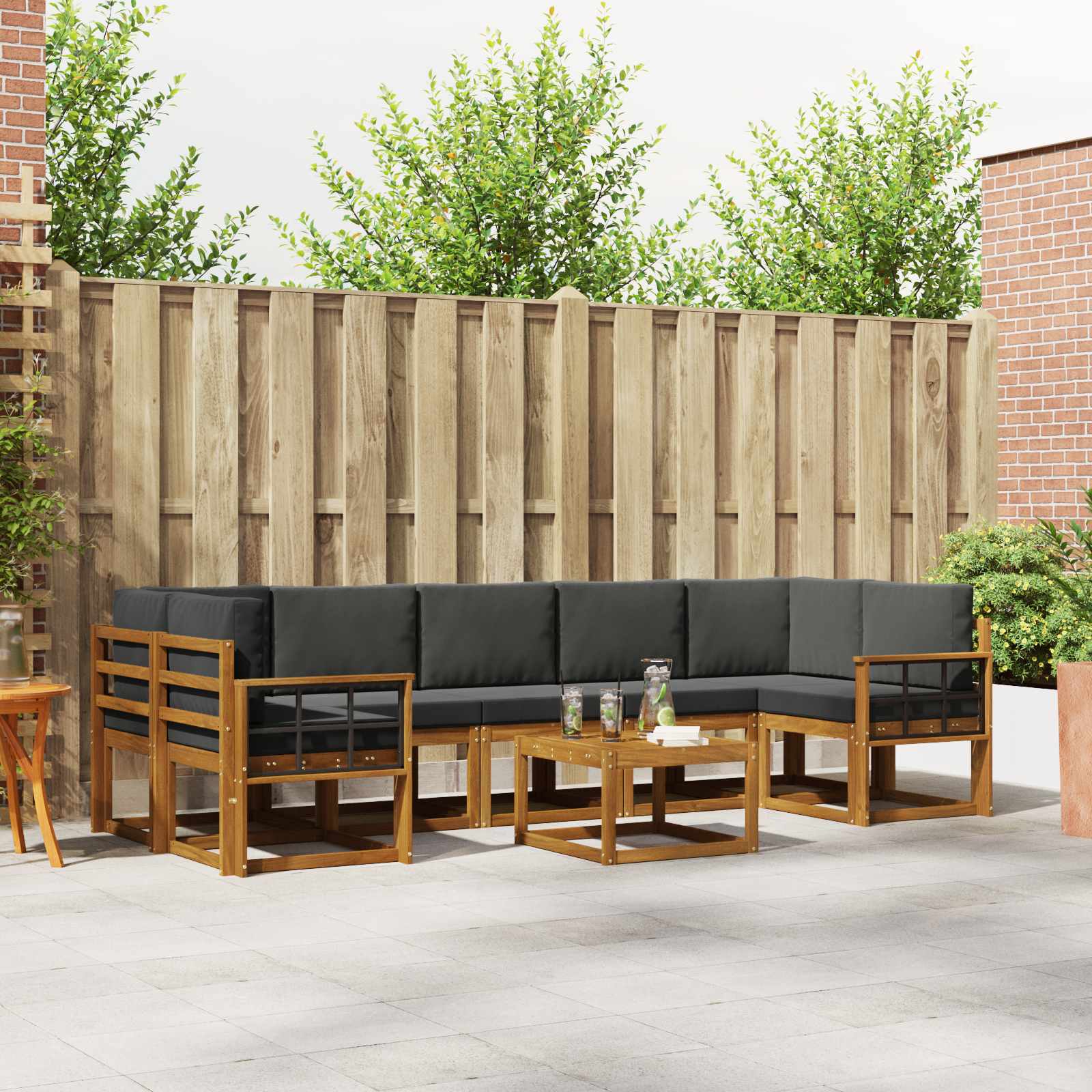 Outdoor-Sofagarnitur 8 stk. Natur und Anthrazit