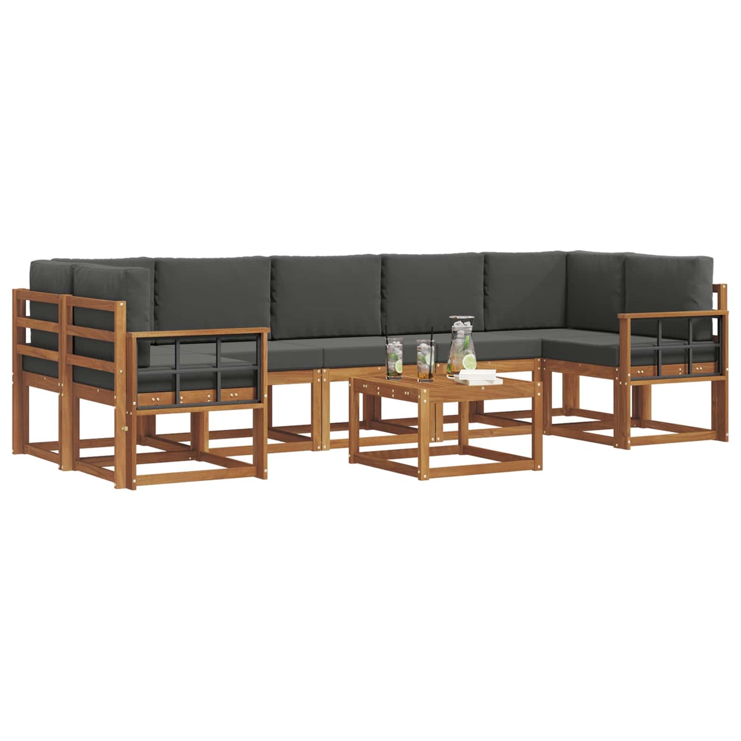 Outdoor-Sofagarnitur 8 stk. Natur und Anthrazit