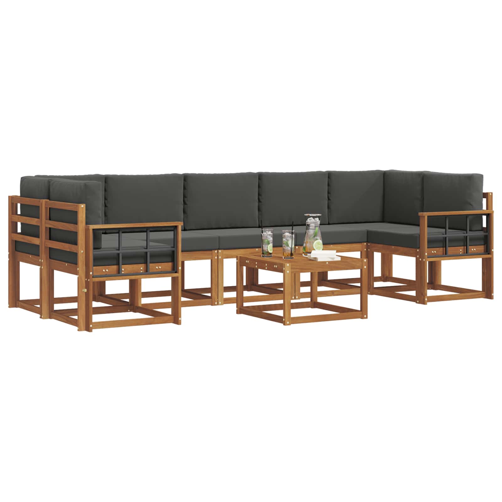 Outdoor-Sofagarnitur 8 stk. Natur und Anthrazit