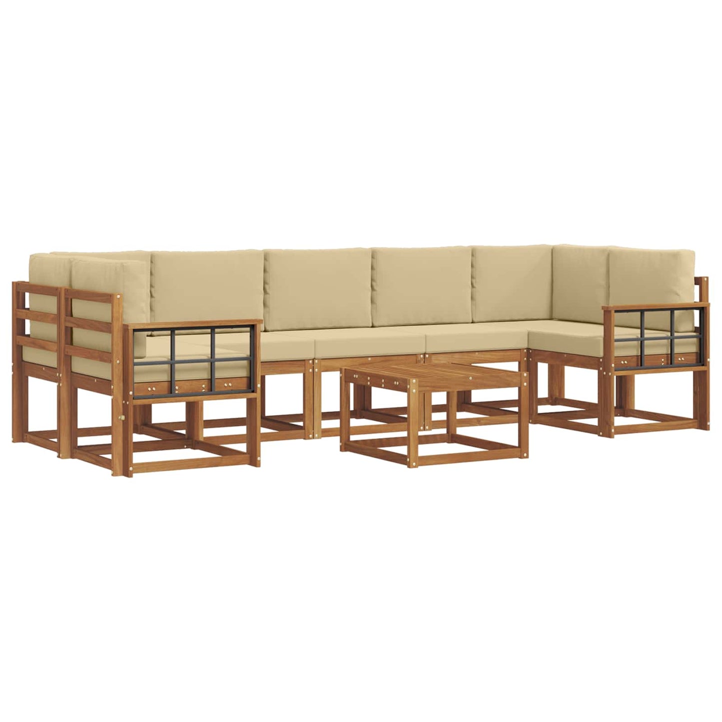 Outdoor-Sofagarnitur mit Kissen 8 pcs Natur und Beige