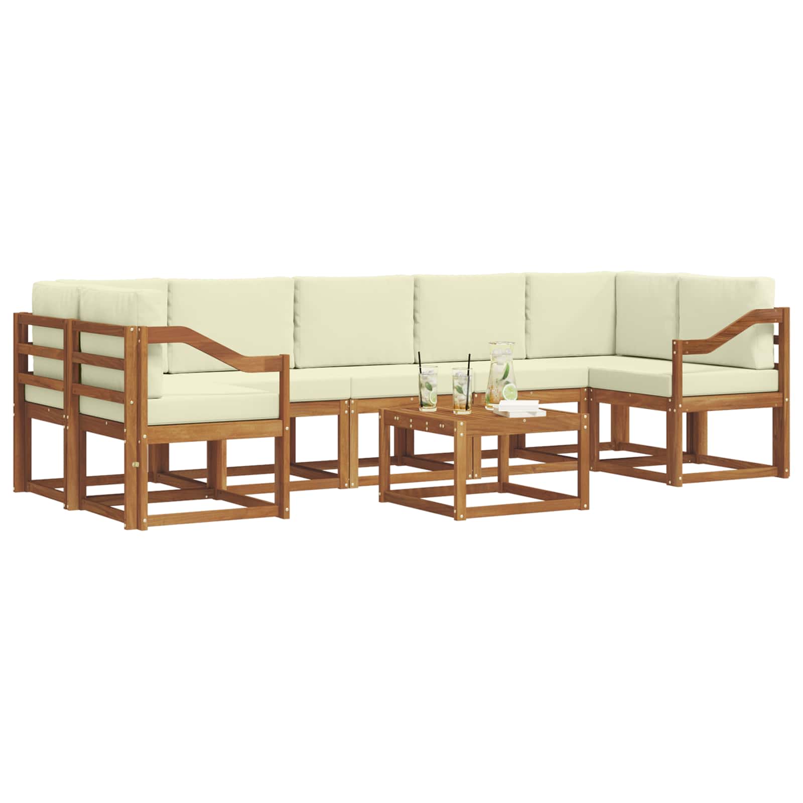 Outdoor-Sofagarnitur 8 stk. Natur und Creme