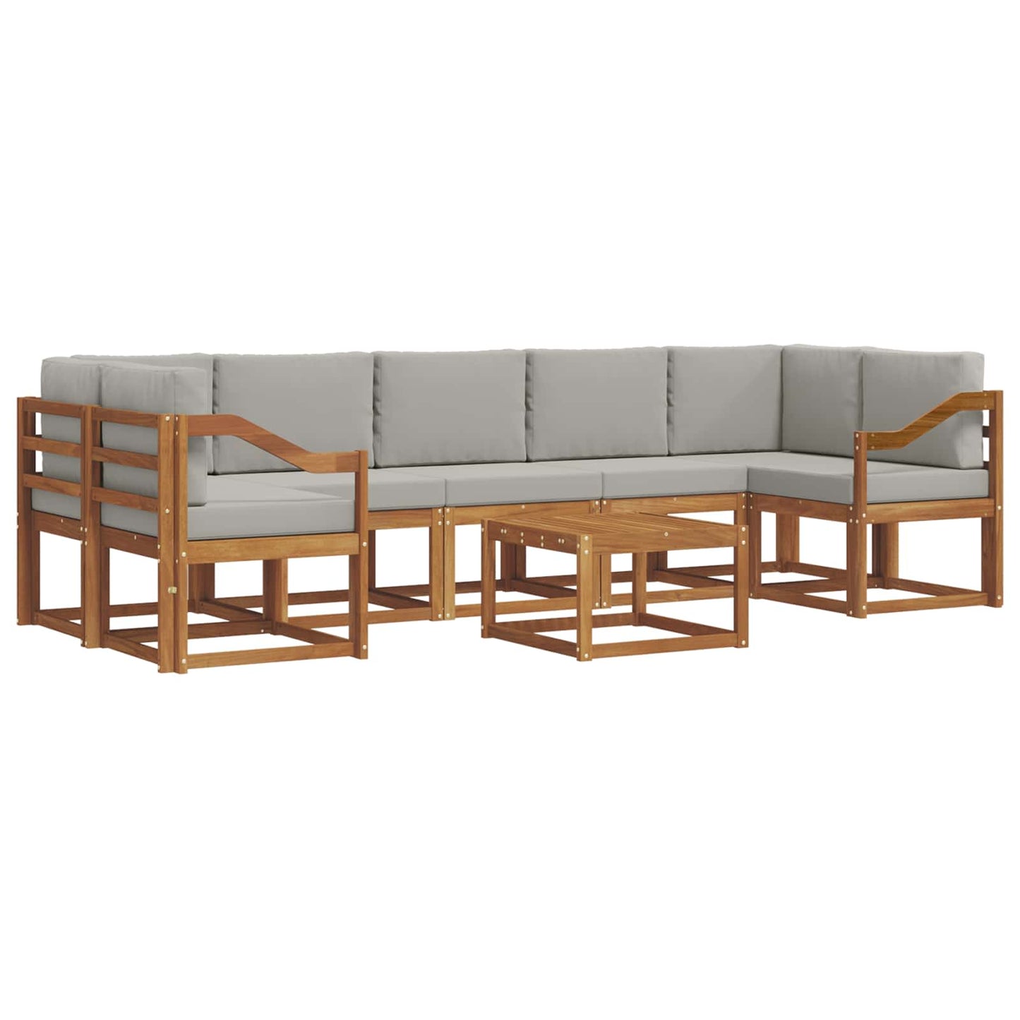 Outdoor-Sofagarnitur mit Kissen 8 pcs Natürlich und Hellgrau