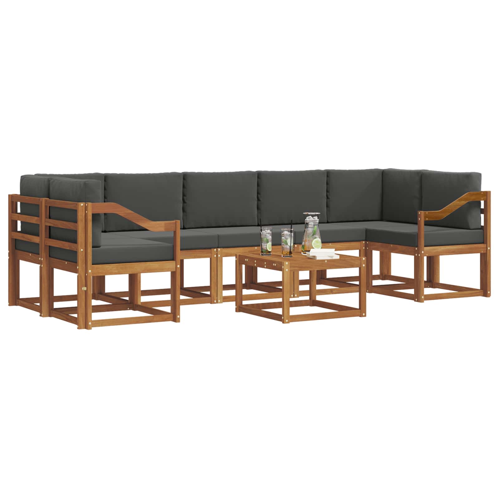 Outdoor-Sofagarnitur 8 stk. Natur und Anthrazit