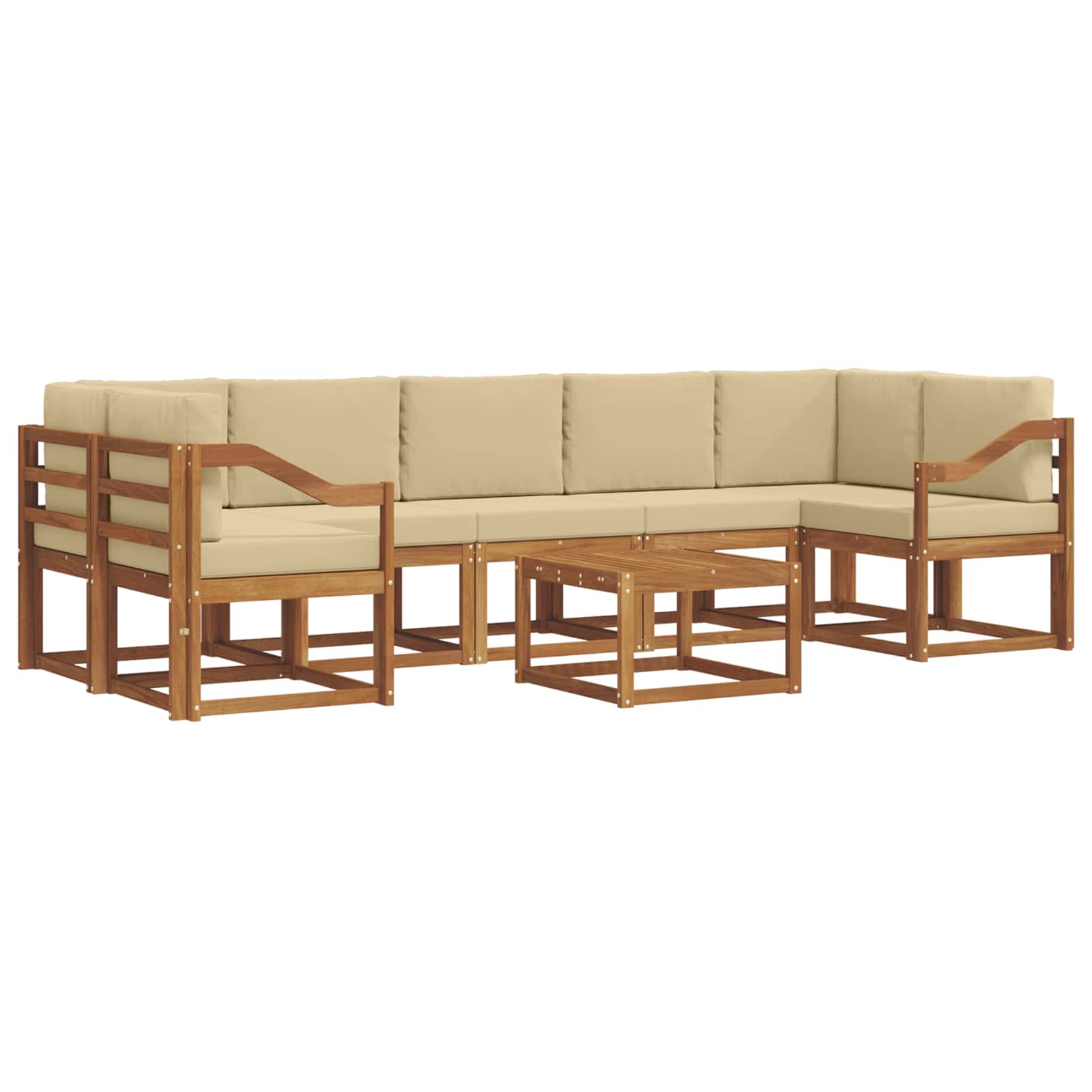 Outdoor-Sofagarnitur mit Kissen 8 pcs Natur und Beige