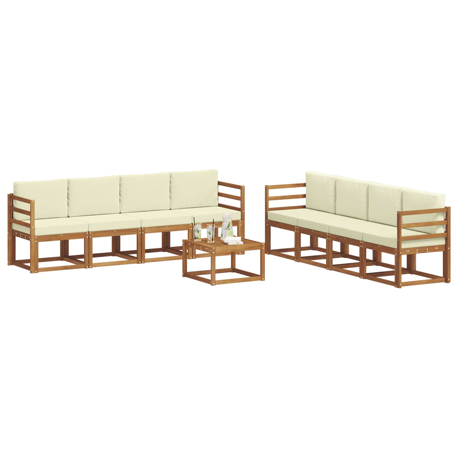 Outdoor-Sofagarnitur 9 stk. Natur und Creme