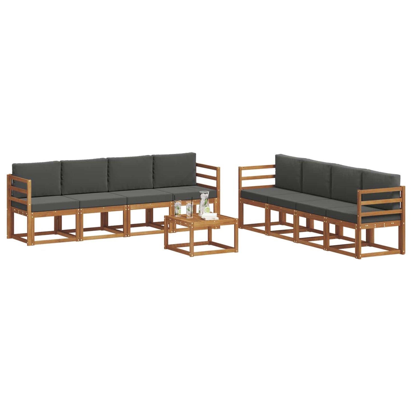 Outdoor-Sofagarnitur 9 stk. Natur und Anthrazit
