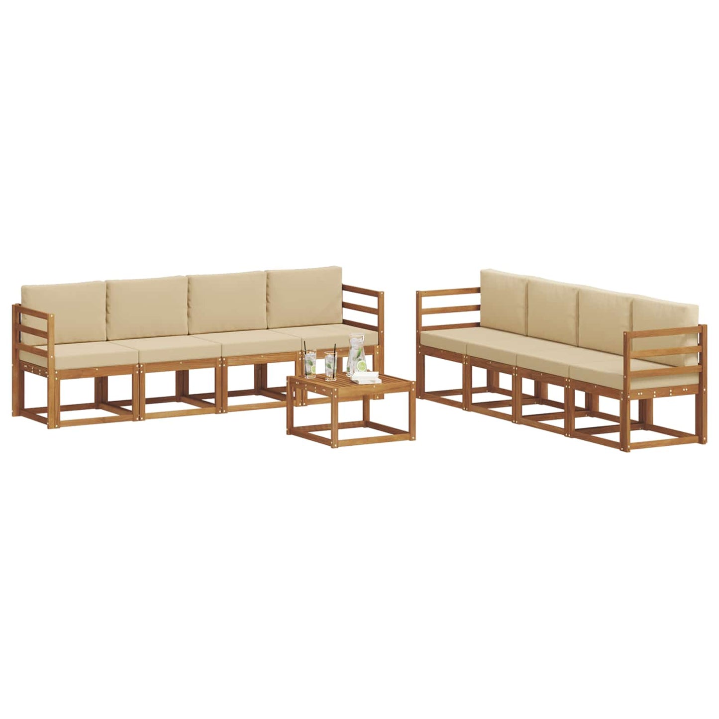 Outdoor-Sofagarnitur 9 stk. Natur und Beige