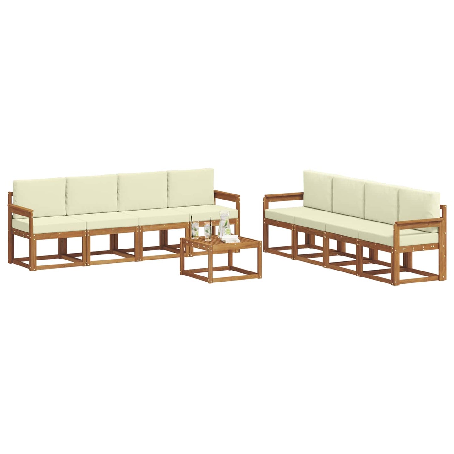 Outdoor-Sofagarnitur 9 stk. Natur und Creme