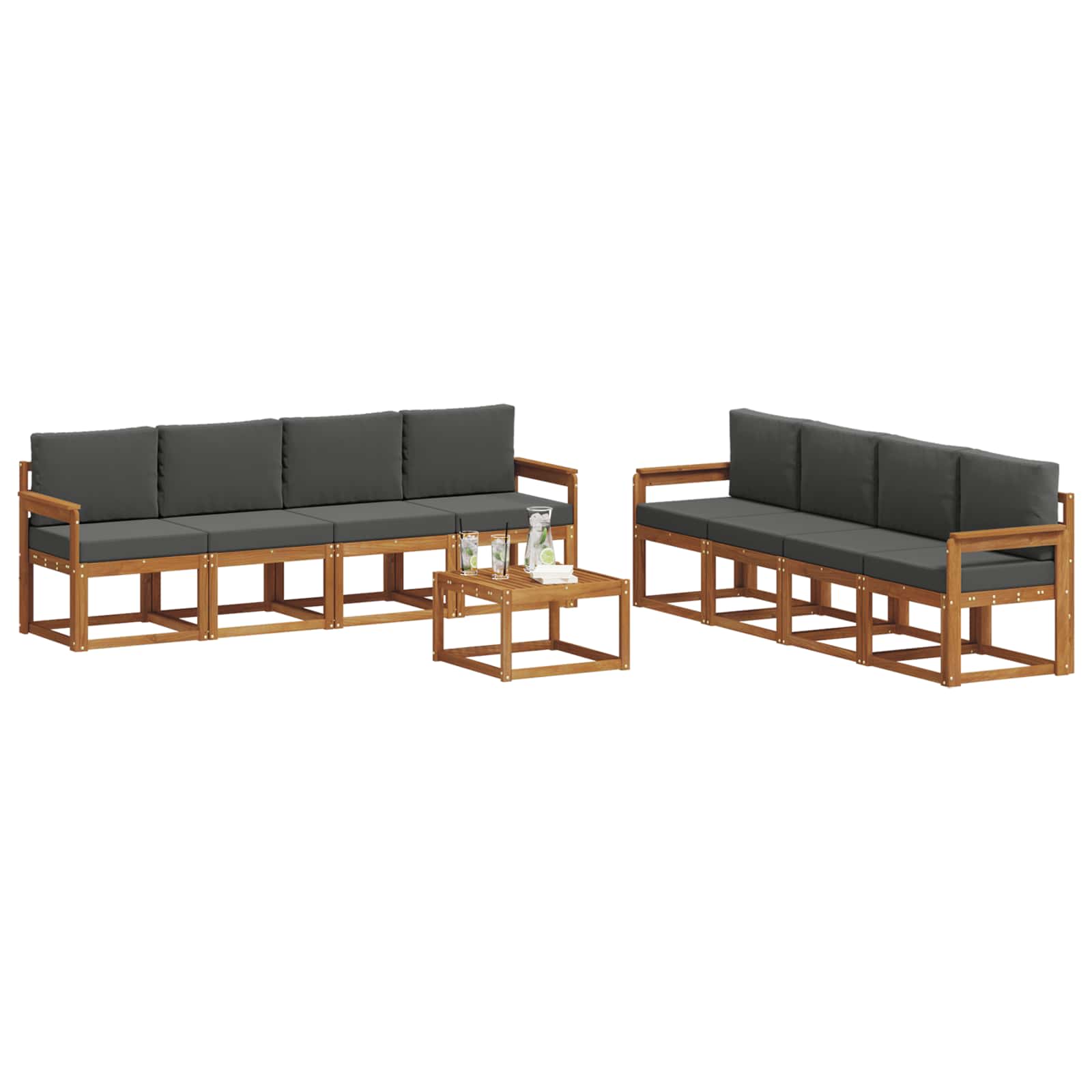 Outdoor-Sofagarnitur 9 stk. Natur und Anthrazit