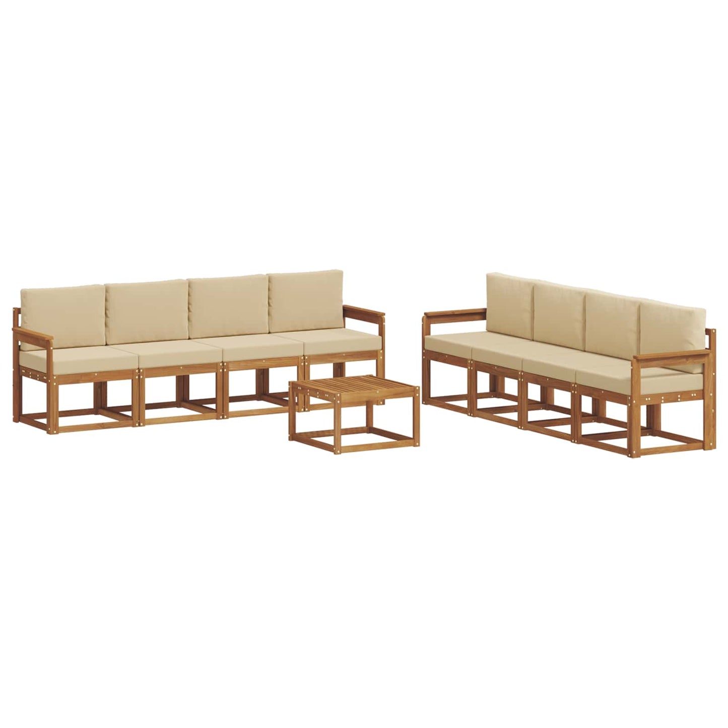 Outdoor-Sofagarnitur 9 stk. Natur und Beige