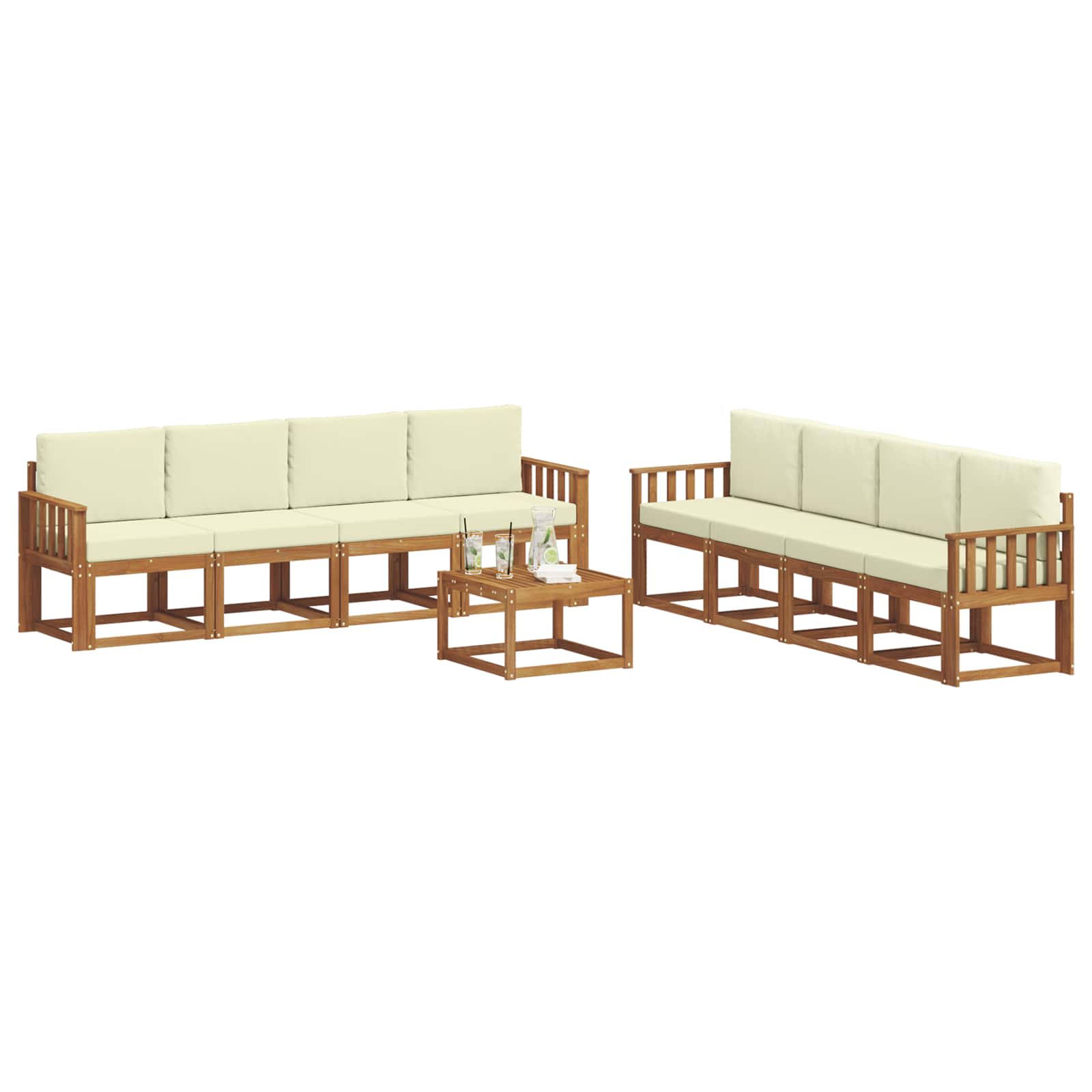 Outdoor-Sofagarnitur 9 stk. Natur und Creme