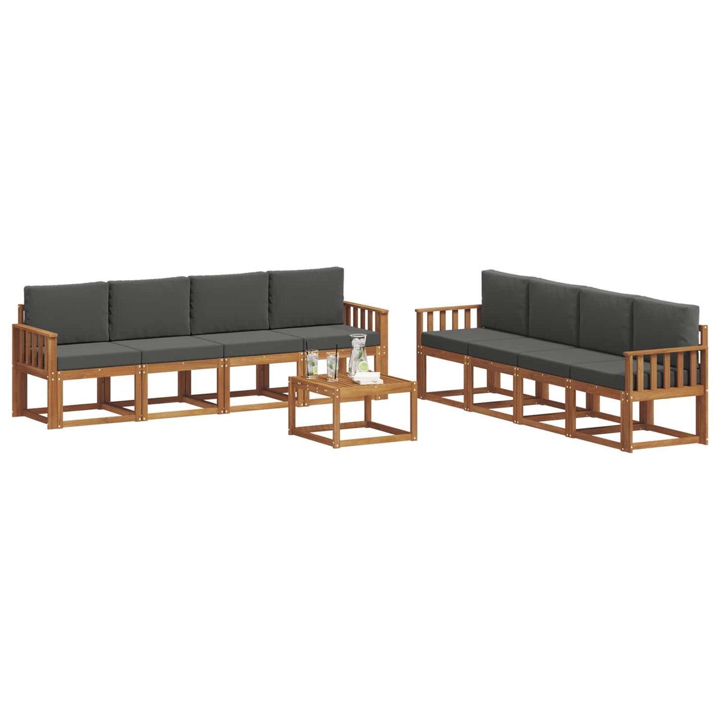 Outdoor-Sofagarnitur 9 stk. Natur und Anthrazit