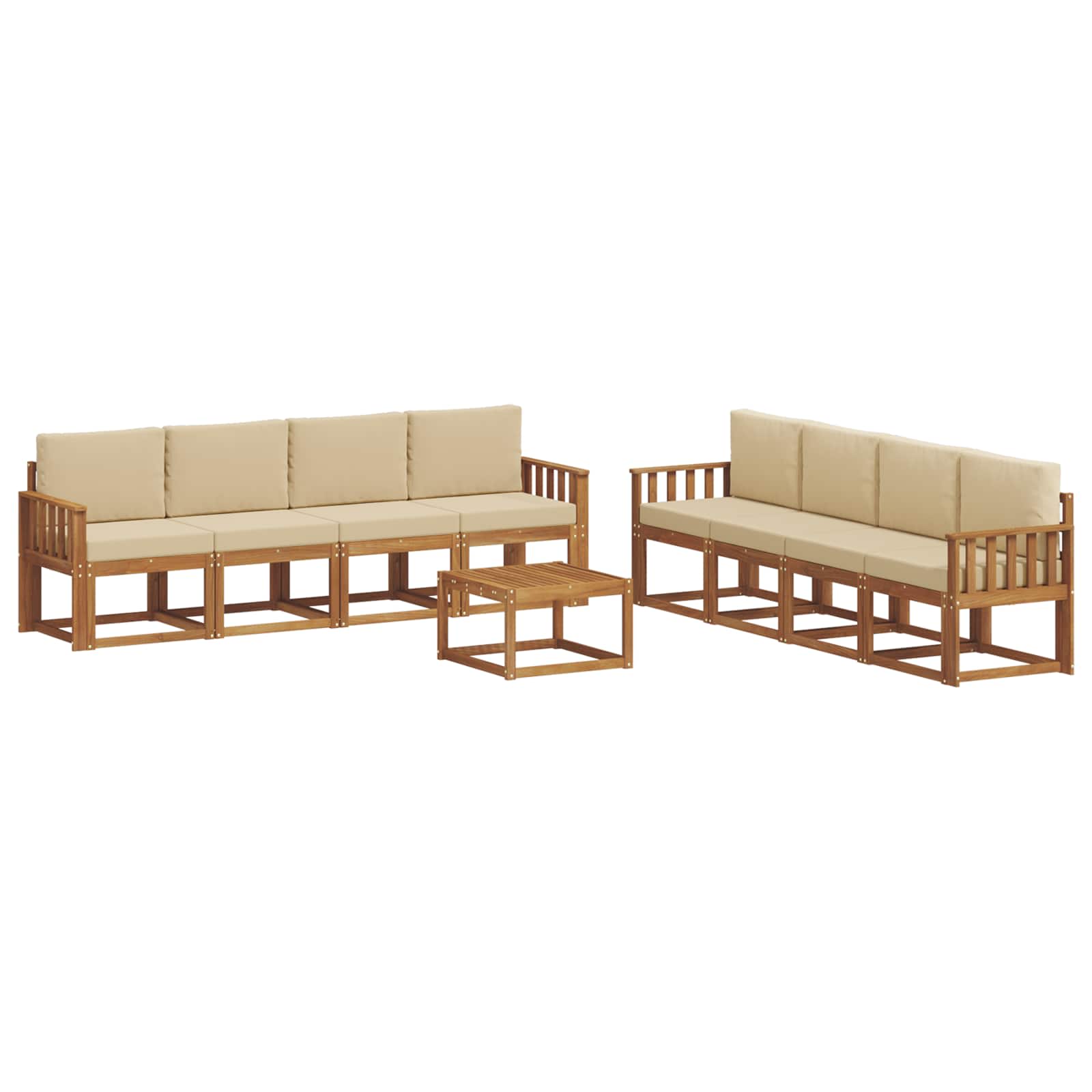 Outdoor-Sofagarnitur 9 stk. Natur und Beige
