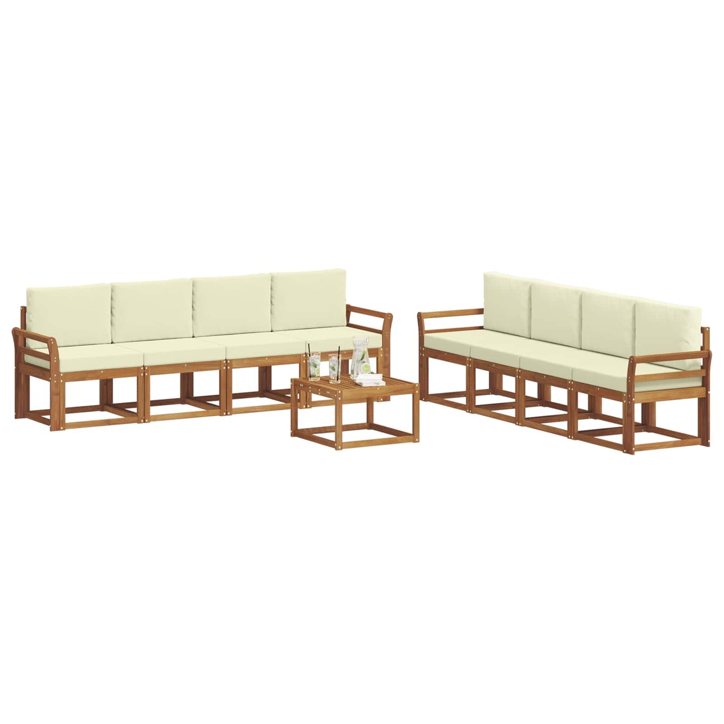Outdoor-Sofagarnitur 9 stk. Natur und Creme