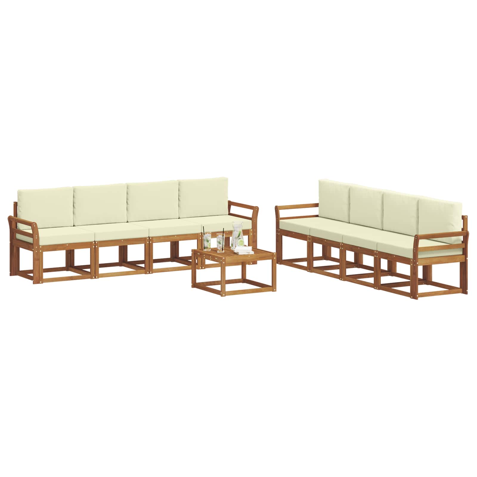 Outdoor-Sofagarnitur 9 stk. Natur und Creme