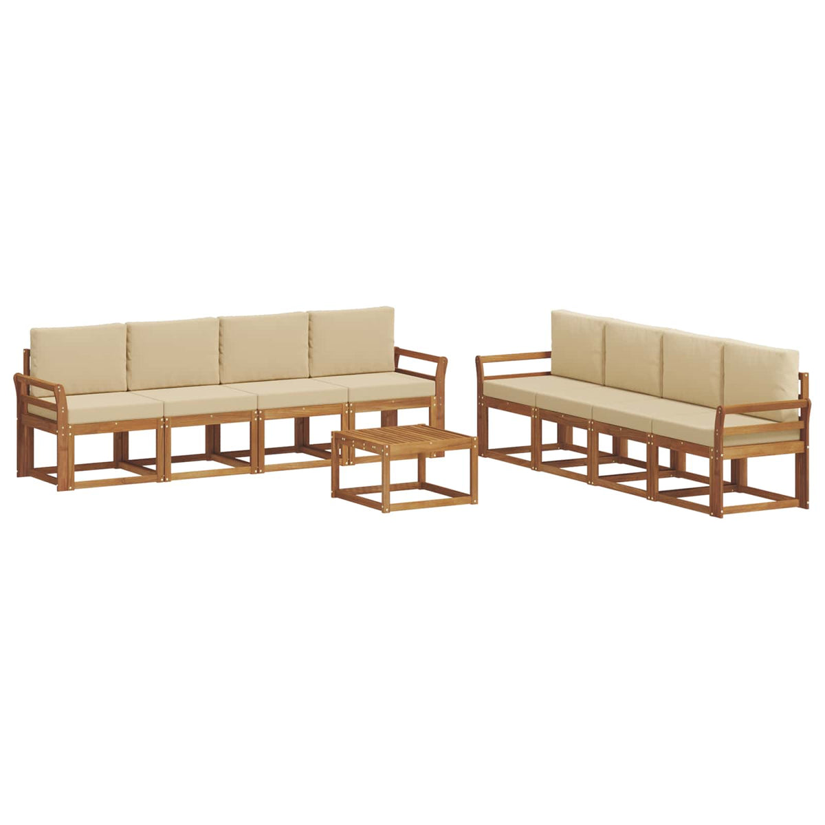Outdoor-Sofagarnitur 9 stk. Natur und Beige