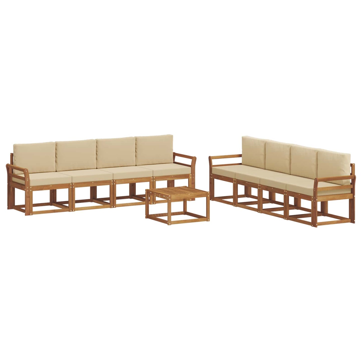 Outdoor-Sofagarnitur 9 stk. Natur und Beige