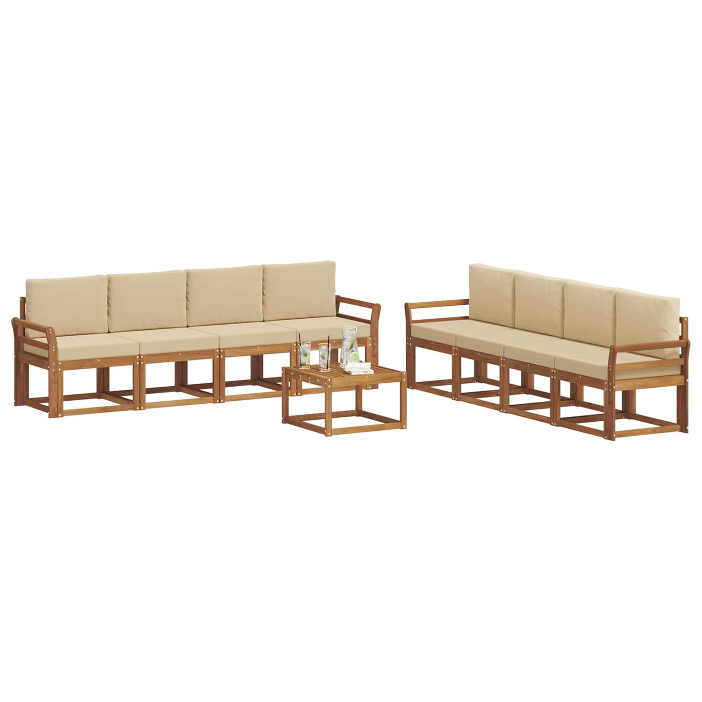 Outdoor-Sofagarnitur 9 stk. Natur und Beige