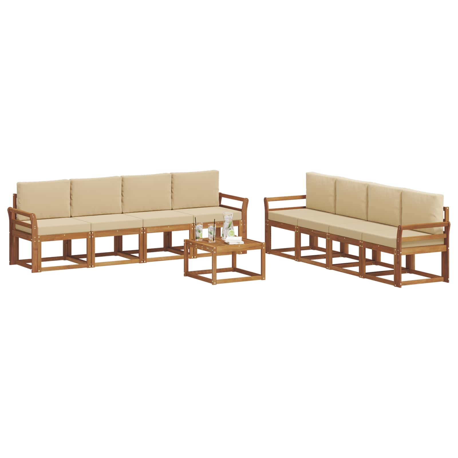 Outdoor-Sofagarnitur 9 stk. Natur und Beige