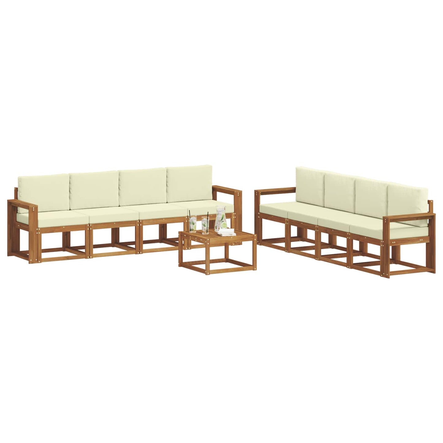 Outdoor-Sofagarnitur 9 stk. Natur und Creme