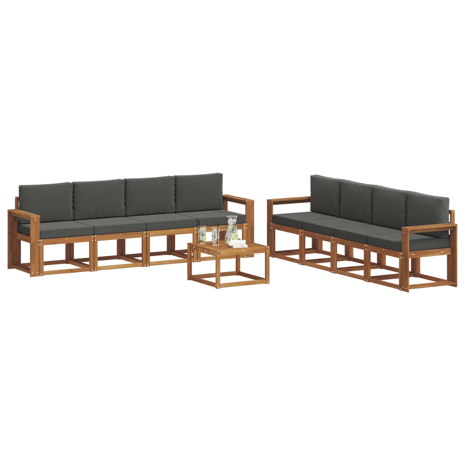 Outdoor-Sofagarnitur 9 stk. Natur und Anthrazit